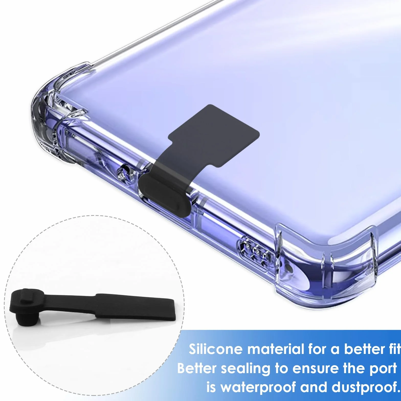 cobee Zatyczki przeciwpyłowe z portem typu C, osłona przeciwpyłowa USB C, ochrona przed kurzem, silikonowe ochraniacze przeciwpyłowe ze zdejmowanym klejem, kompatybilne z laptopami (6 szt., czarne)