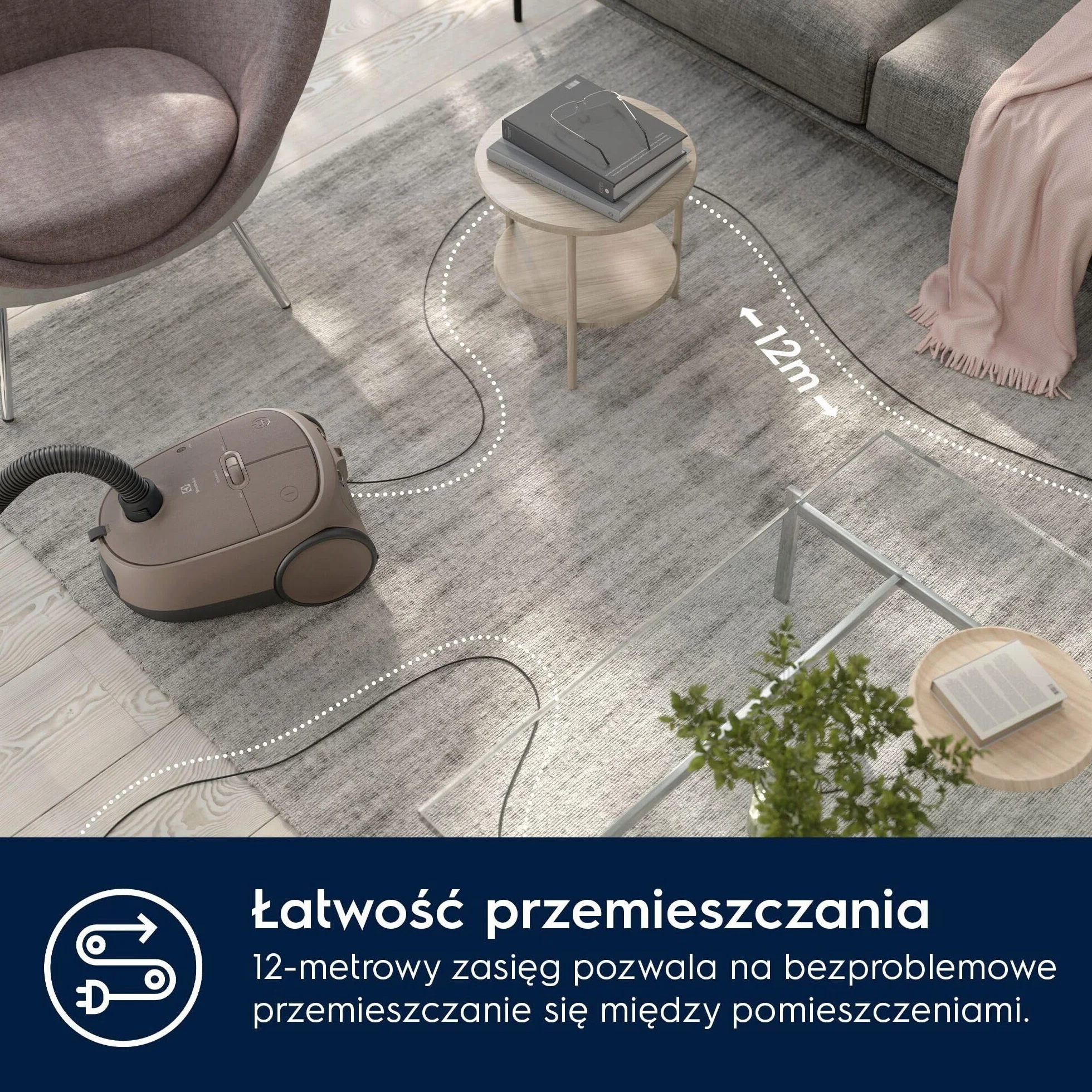 Electrolux Odkurzacz Workowy Clean 600 EB61C3WBL 73 dB 99,99% skuteczność odkurzania Kompaktowy 12 m Brąz