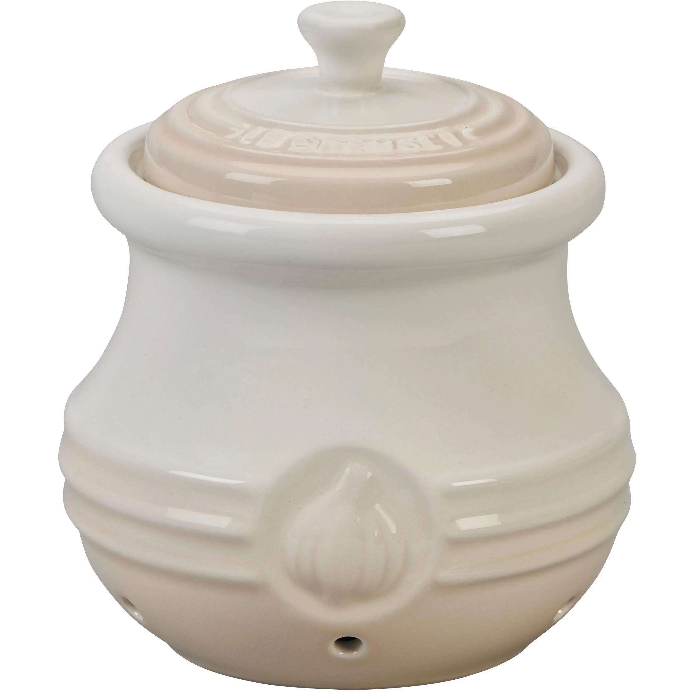 Le Creuset Steinzeug Knoblauchbehälter mit Deckel, Meringue