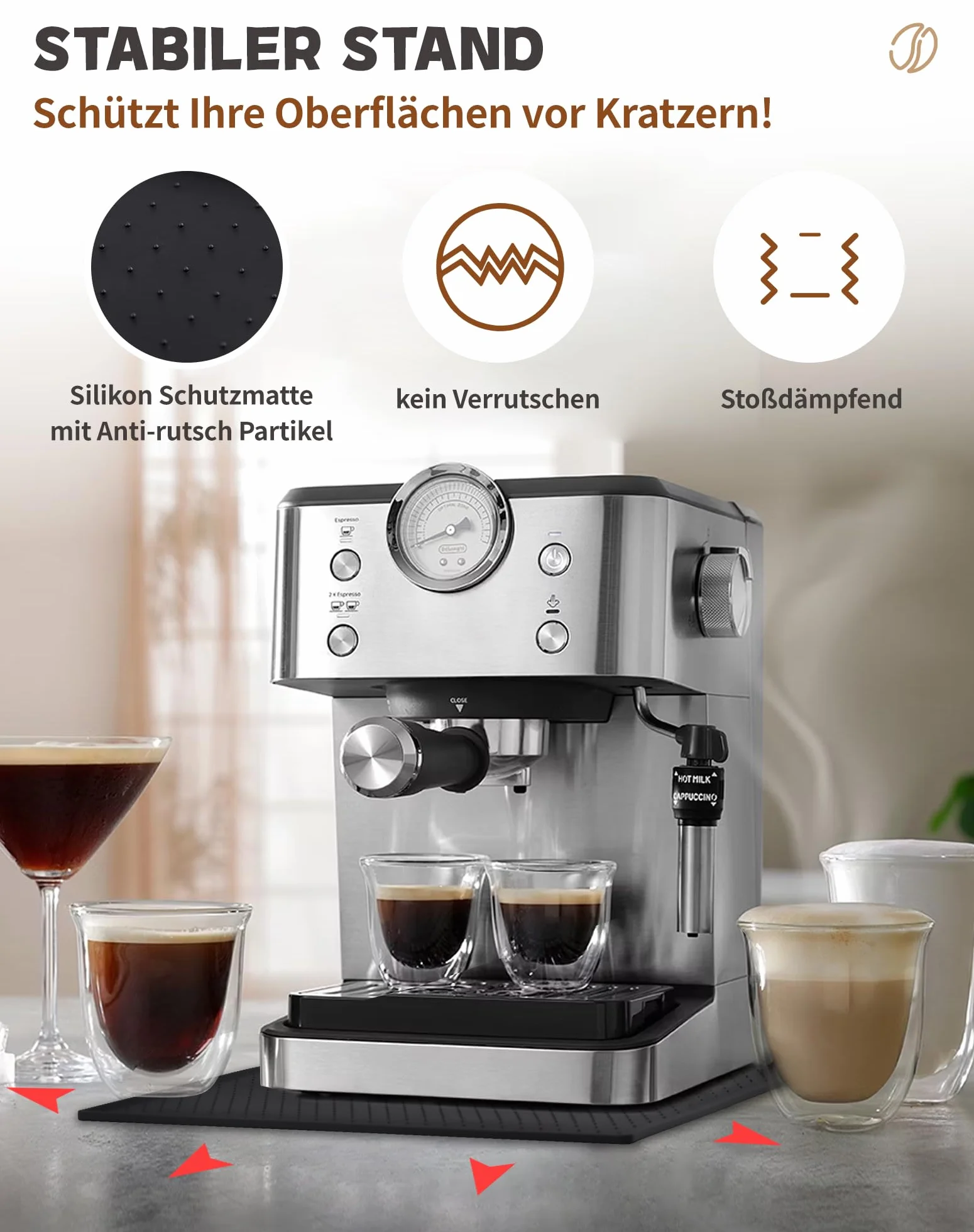 Mata silikonowa pod ekspres do kawy De Longhi Magnifica Philips LatteGo Siemens EQ6 48x30 cm czarna