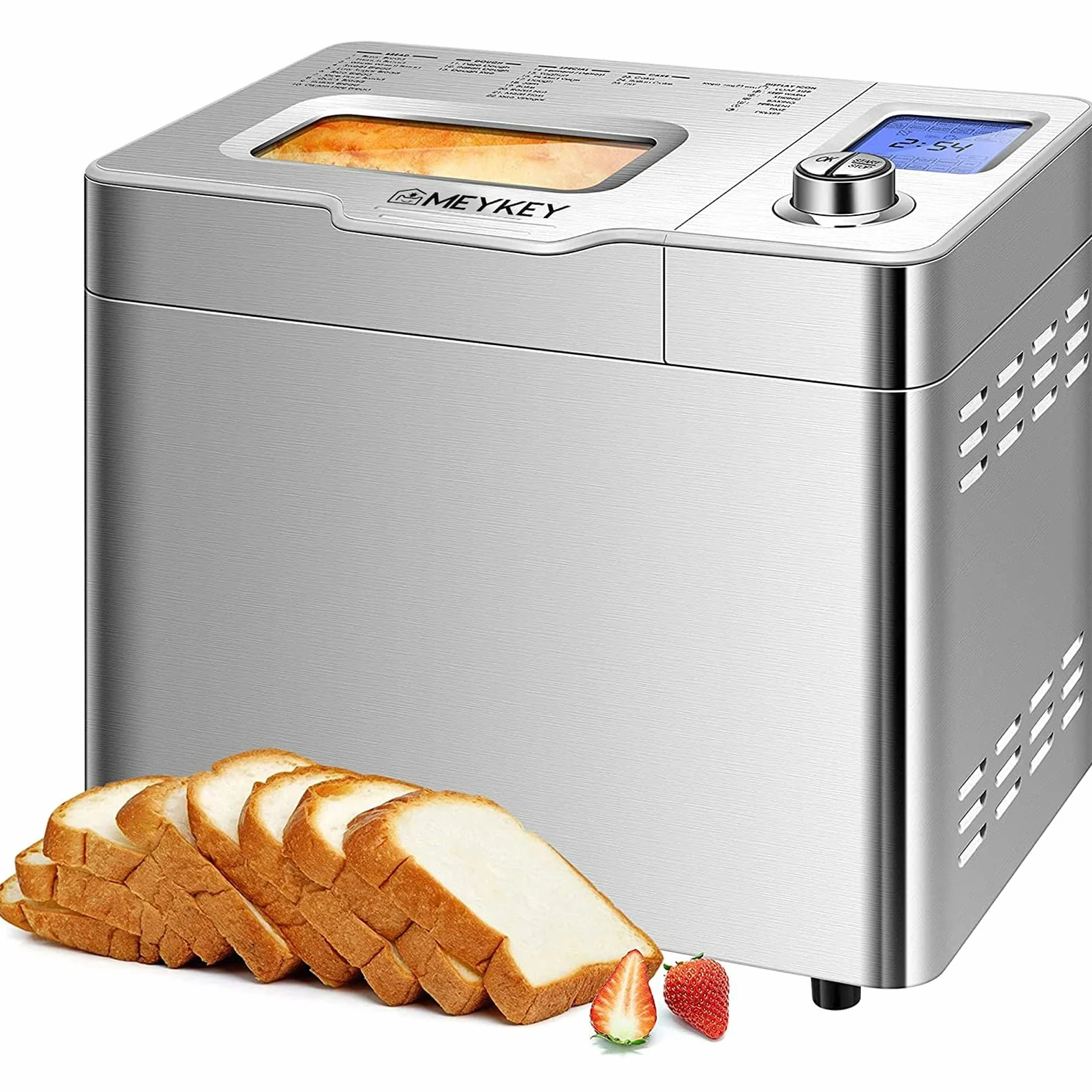 COOCHEER Wypiekacz do chleba o pojemności do 900 g, inteligentne i automatyczne programy, 3 rozmiary chleba, 550W, 36 x 22 x 30 cm, srebrny