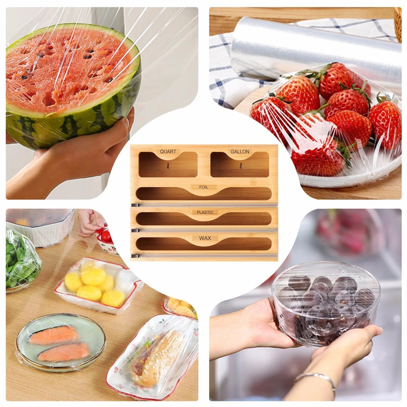 Ziplock Bag Organizer, Large-Capacity Foil And Wax Wrap Dispenser, Multifunctional 5-in-1 Storage Holder For Kitchen, Cafe, And Food Service Counters