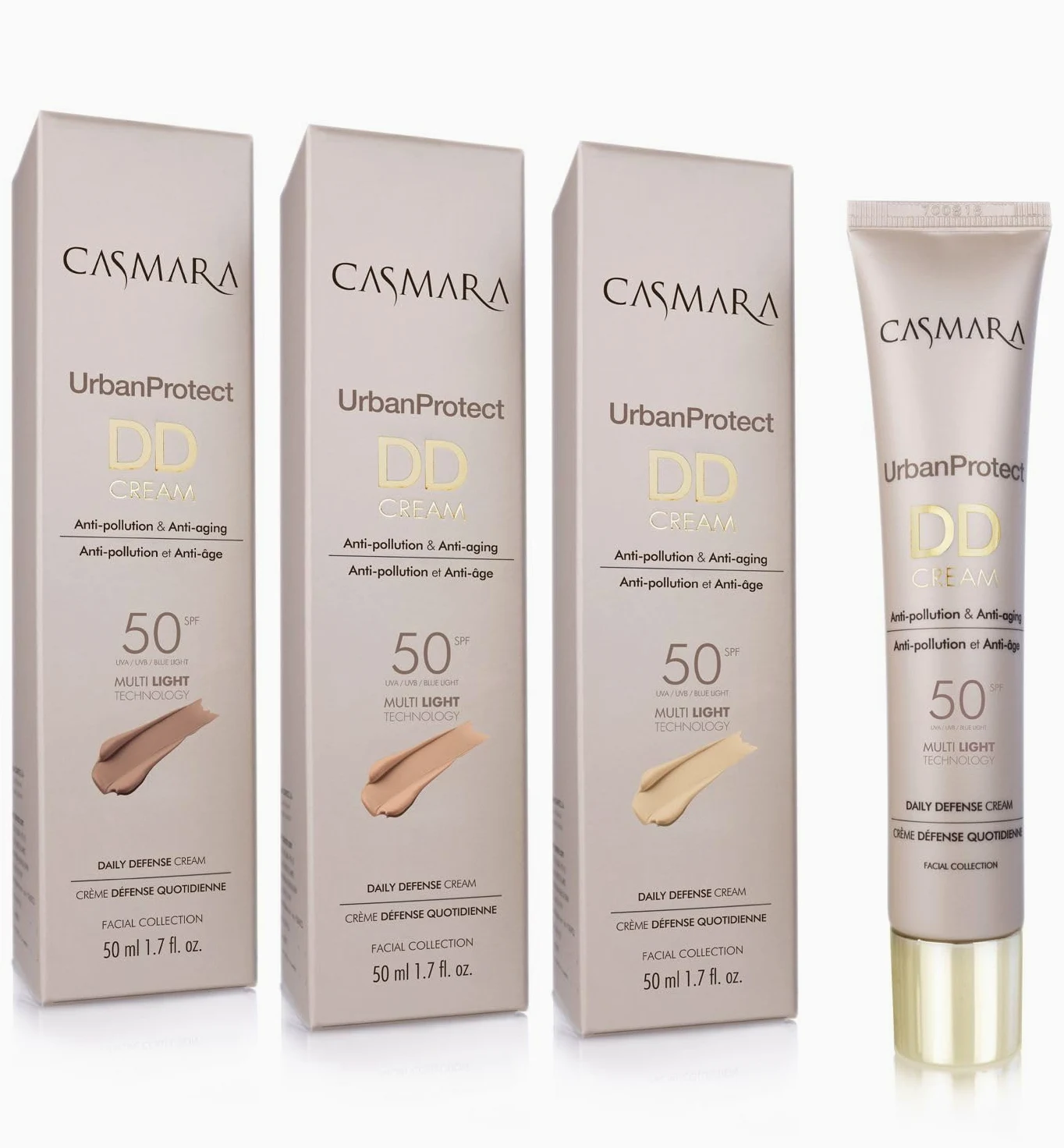 Casmara, URBAN PROTECT DD Cream, FPS 50, odcień DARK - 02-, 50 ml. Hydrantant i przeciwstarzeniowy krem do twarzy do codziennego użytku i wszystkich rodzajów skóry