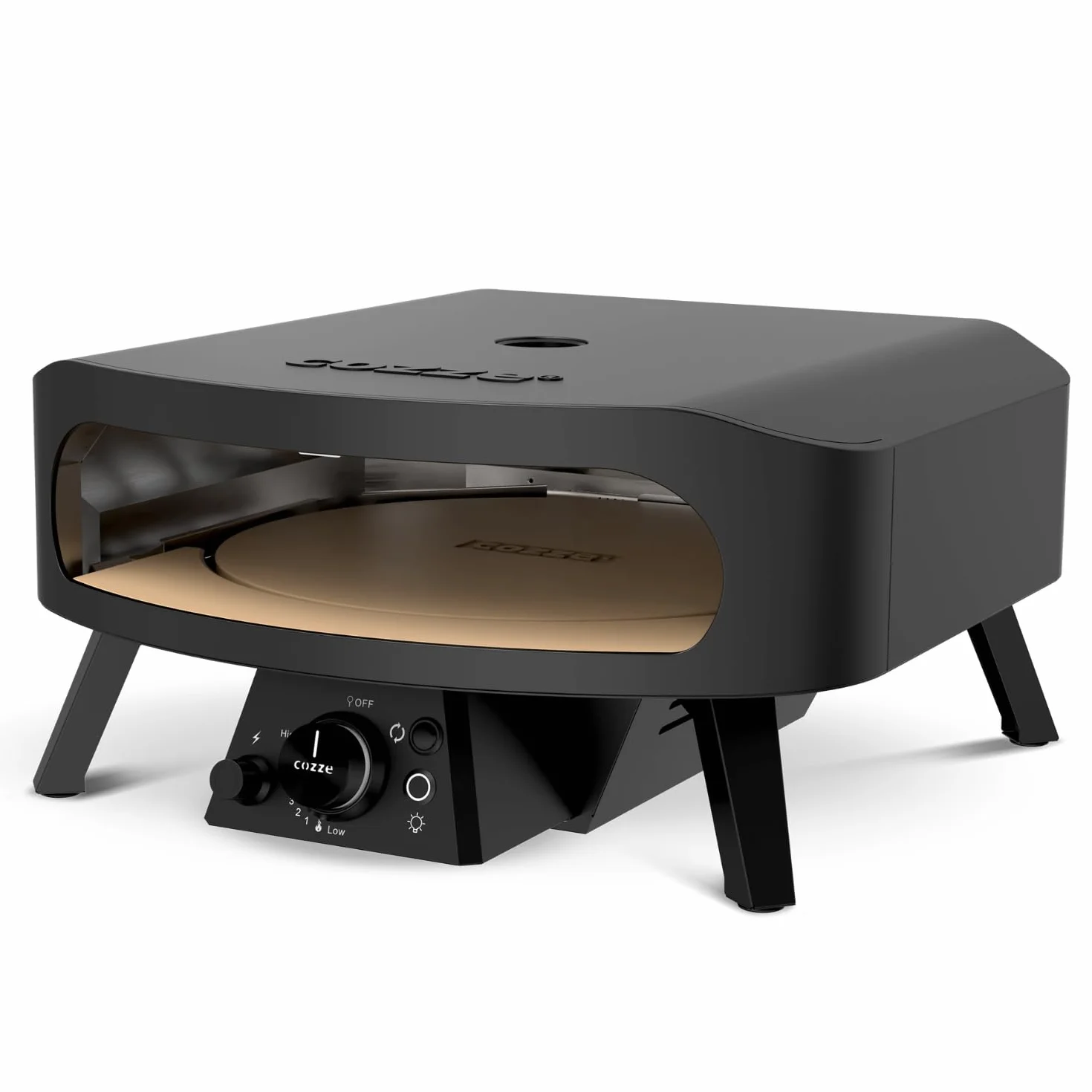 Cozze Piec do pizzy gazowy 17" Rotate Black Edition obrotowy kamień z kordierytu 43 cm 8 kW 30 mbar