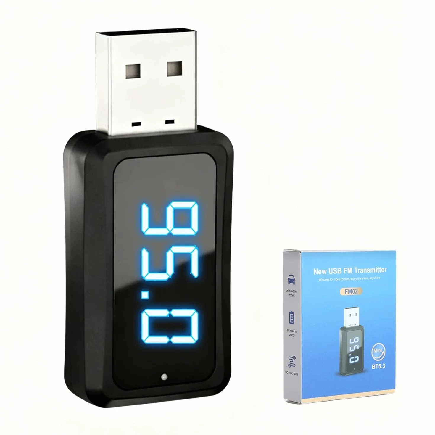HENGBIRD Samochodowy nadajnik-odbiornik Bluetooth 5.3 Zestaw głośnomówiący Mini USB Power Car Kit Auto Stereo Bezprzewodowy adapter audio do radia FM samochodu