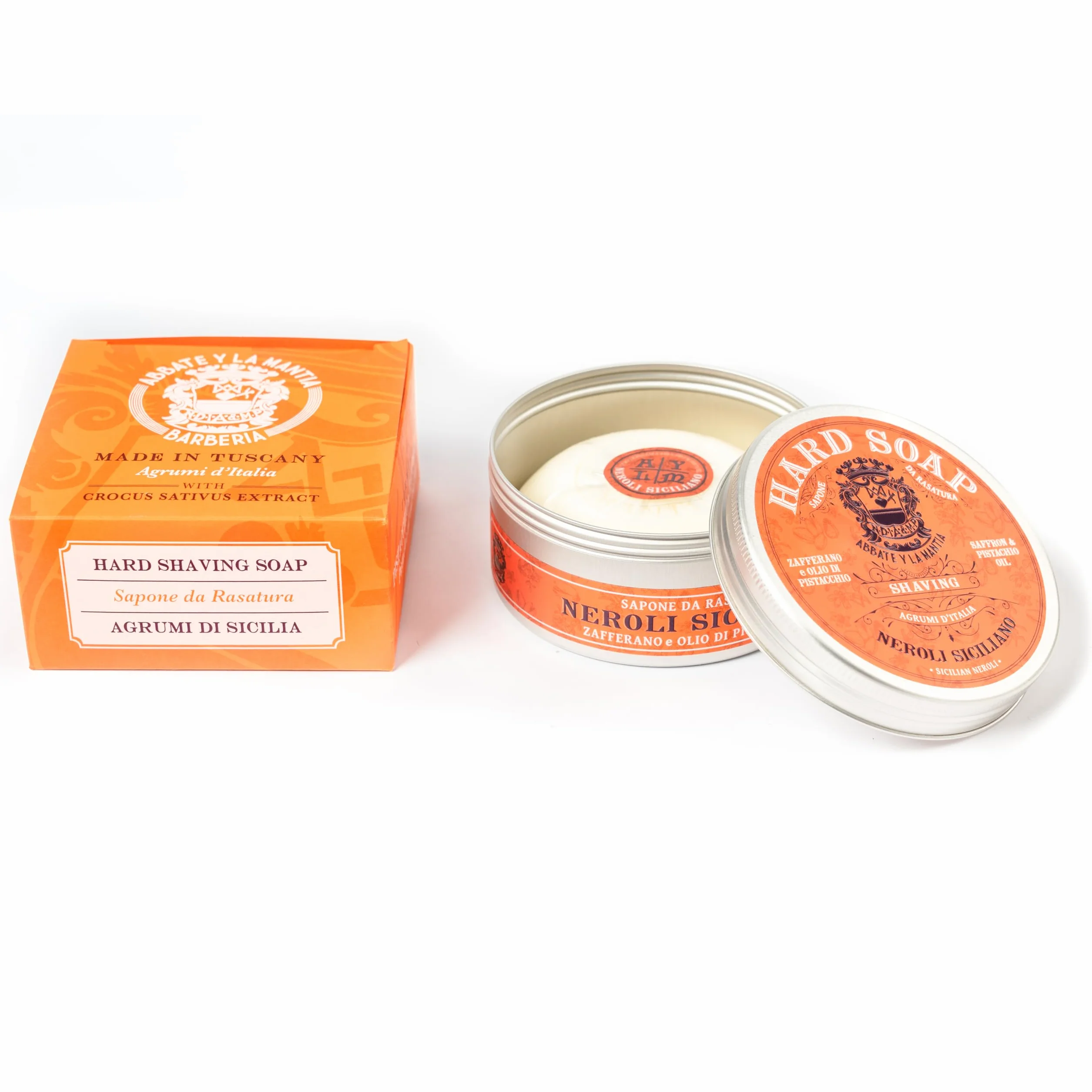 Mydło do golenia Neroli Siciliano – nawilżające, rozjaśniające i przeciwstarzeniowe – olejek szafranowy i pistacjowy – 150 g – Made in Italy