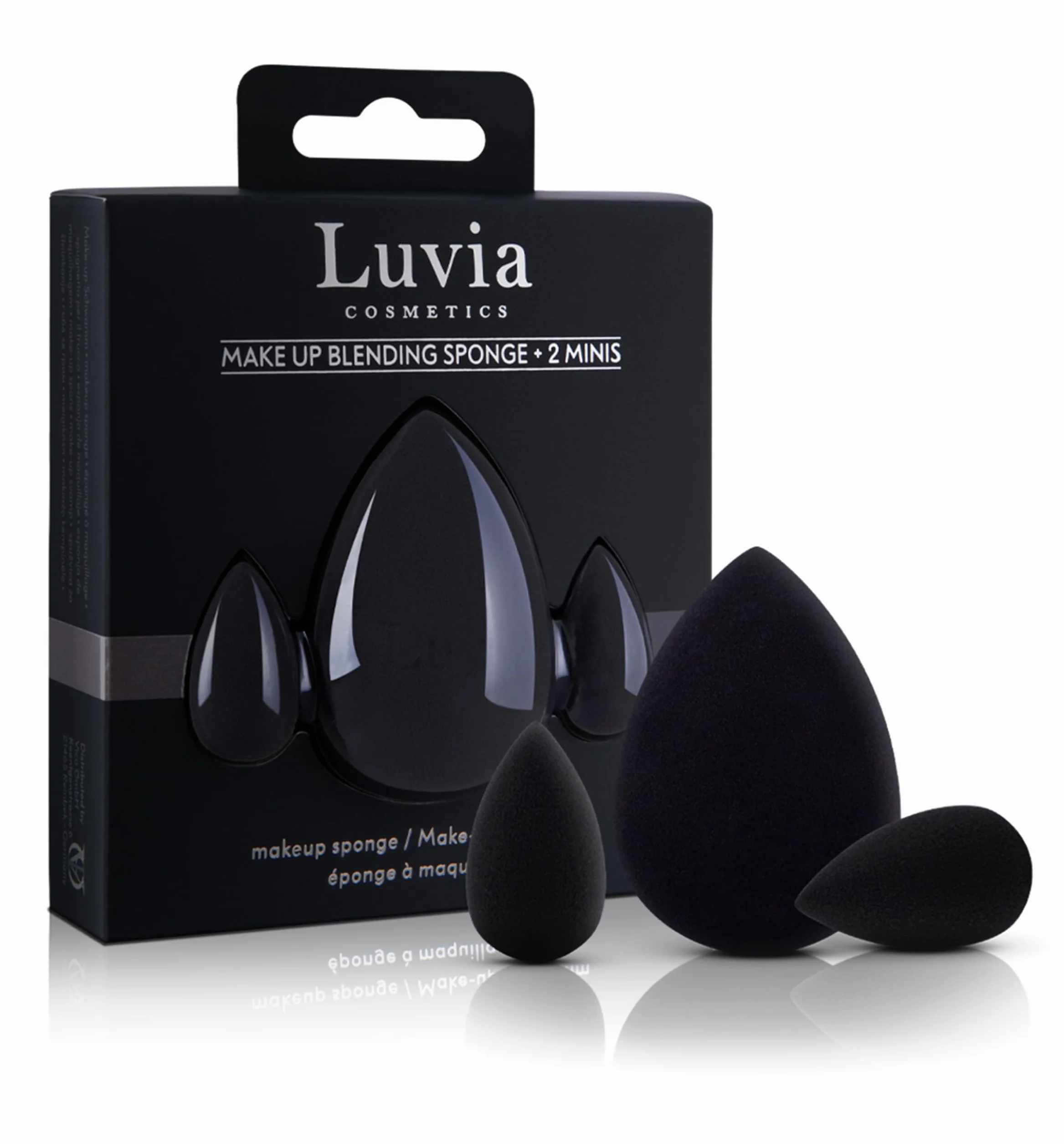Luvia Beauty zestaw gąbek do makijażu – 3 gąbki do makijażu w kolorze czarnym – super miękka gąbka do blendowania, w 2 rozmiarach, do precyzyjnego i dużej powierzchni