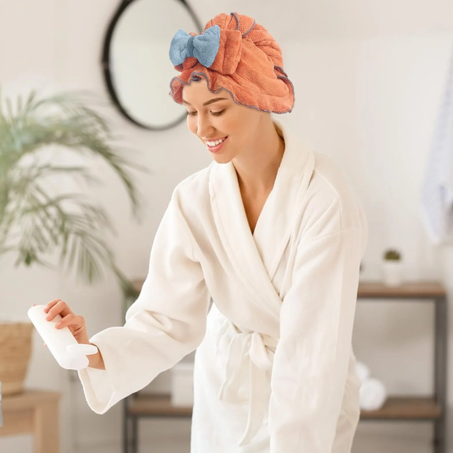 Cosiesnest Ręczniki do suszenia włosów z mikrofibry Turban ręcznik do suszenia włosów z guzikami ręczniki turban do włosów super chłonny miękki czepek do suszenia włosów dla kobiet 25 x 65 cm (szer.)