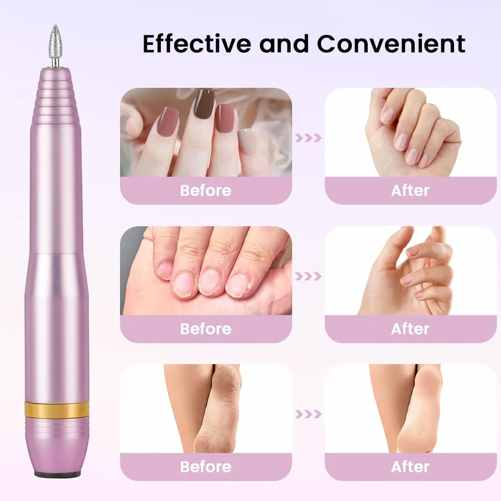 profesjonalne elektryczne pilniki do paznokci, wiertarka do paznokci 20000 obr./min, zestaw do pedicure i manicure z 6 wiertłami i ceramicznym