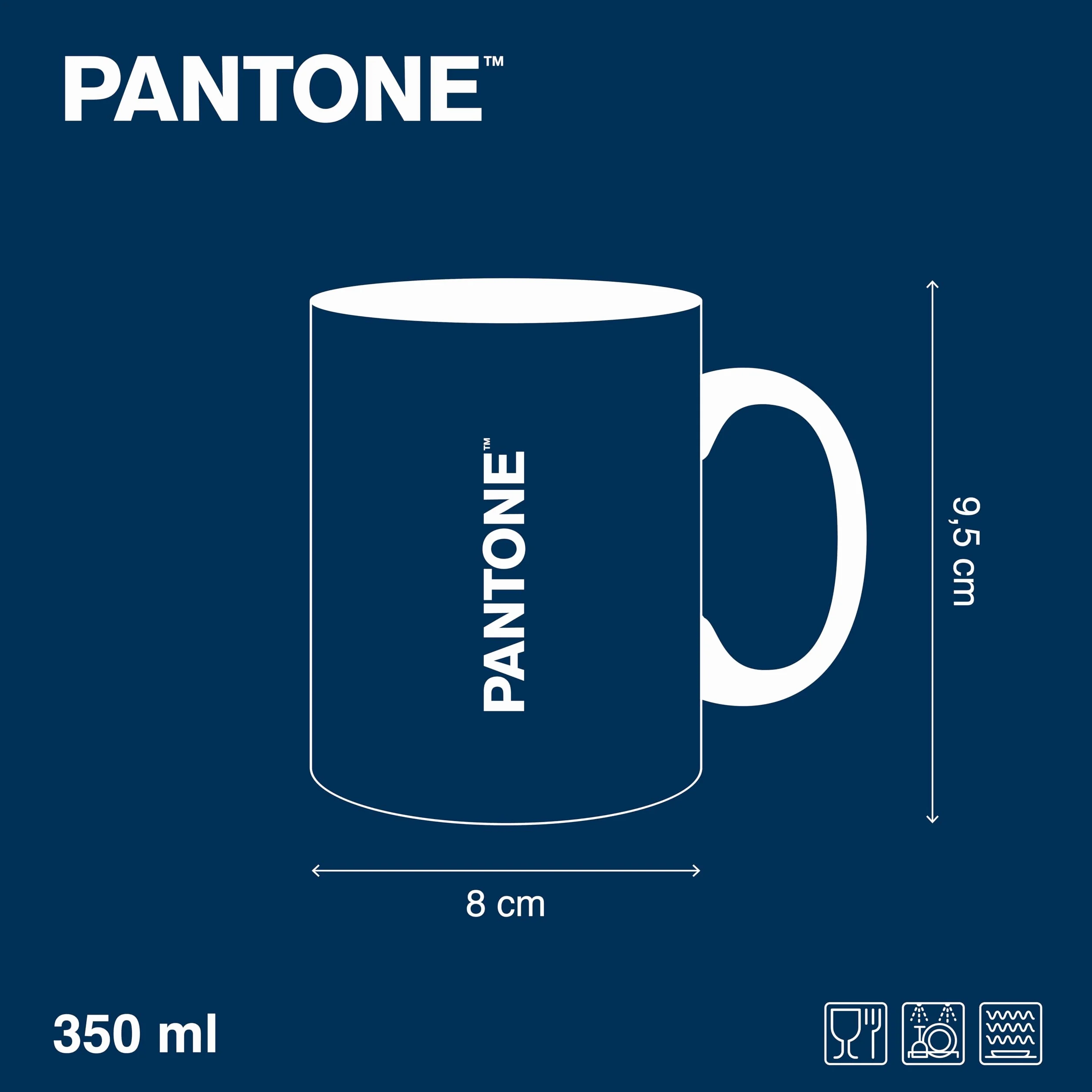 PANTONE Kubek porcelanowy 350 ml Trwały, odporny na zabrudzenia, zarysowania, zapachy - filiżanki do kawy, do zmywarki i kuchenki