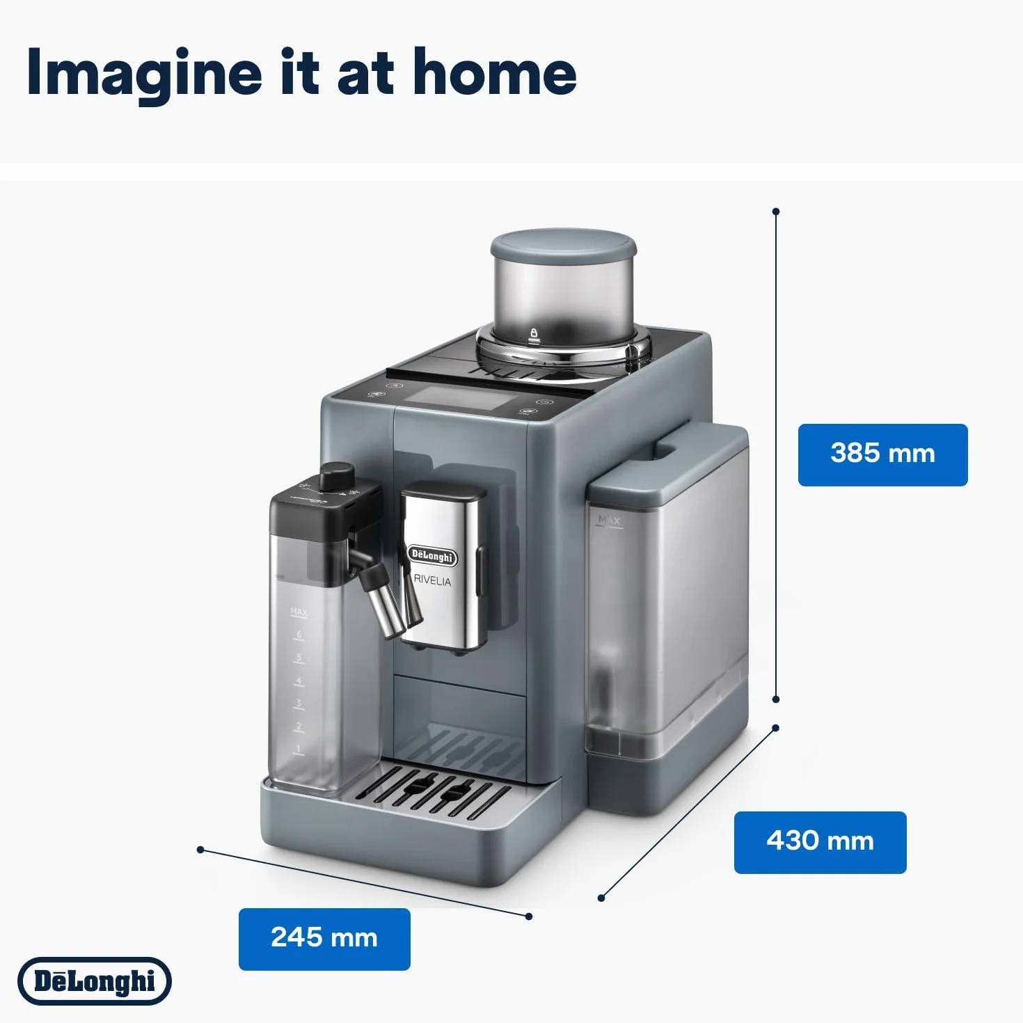 De'Longhi Rivelia EXAM440.55.G superautomatyczny ekspres do kawy z LatteCrema Hot, automatyczny spieniacz do mleka, 16 przepisów, szary