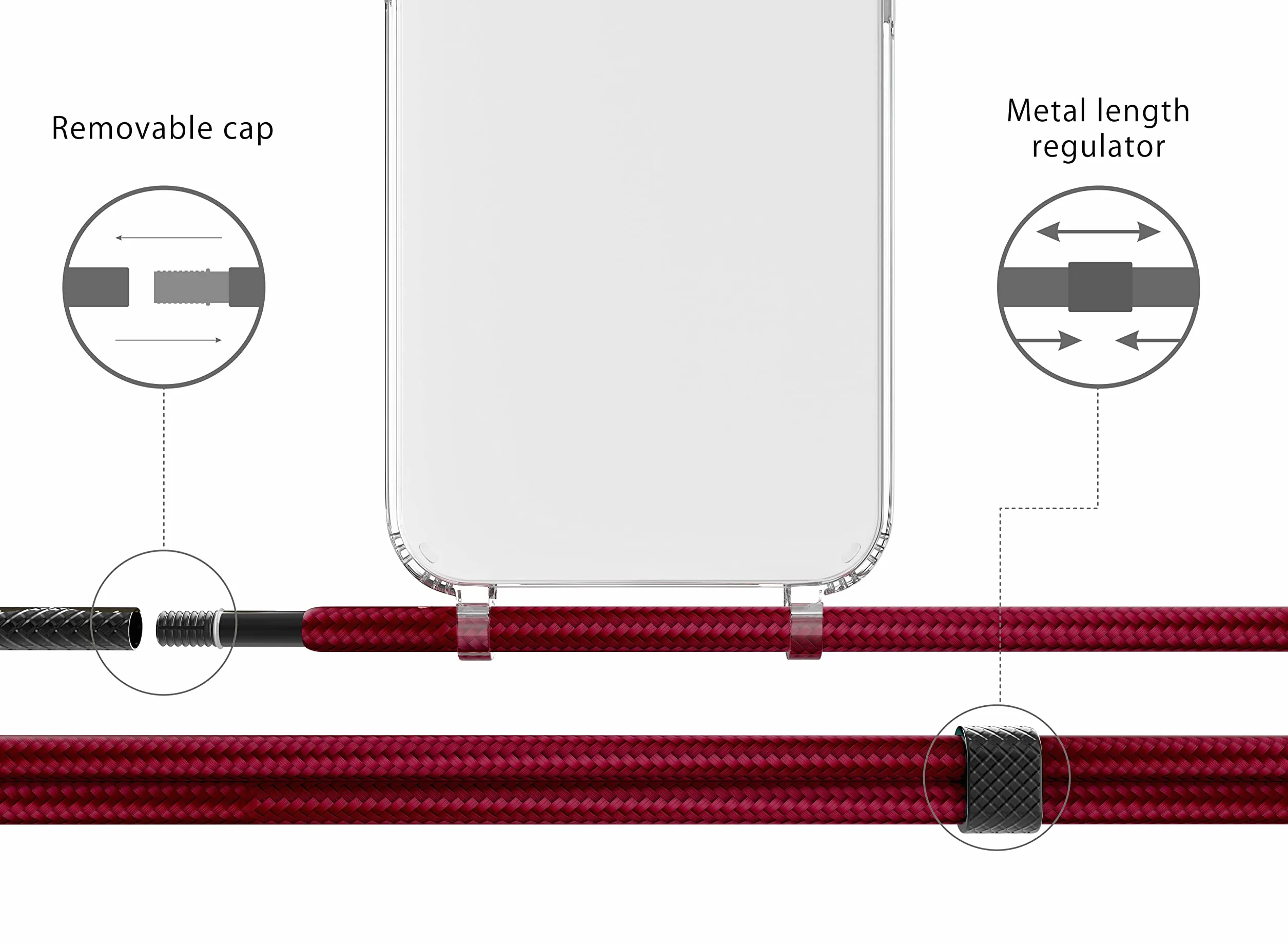 MyGadget smycz do telefonu dla Samsung Galaxy S20 FE - [ Etui z odpinanym i regulowanym paskiem ] - Etui na telefon z paskiem do zawieszenia, sznurek, pokrowiec ochronny - bordowy