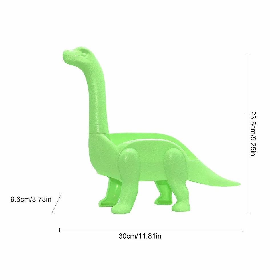 Plastikowy stojak na taco w kształcie dinozaura, długi, do serwowania jedzenia, jasnozielony
