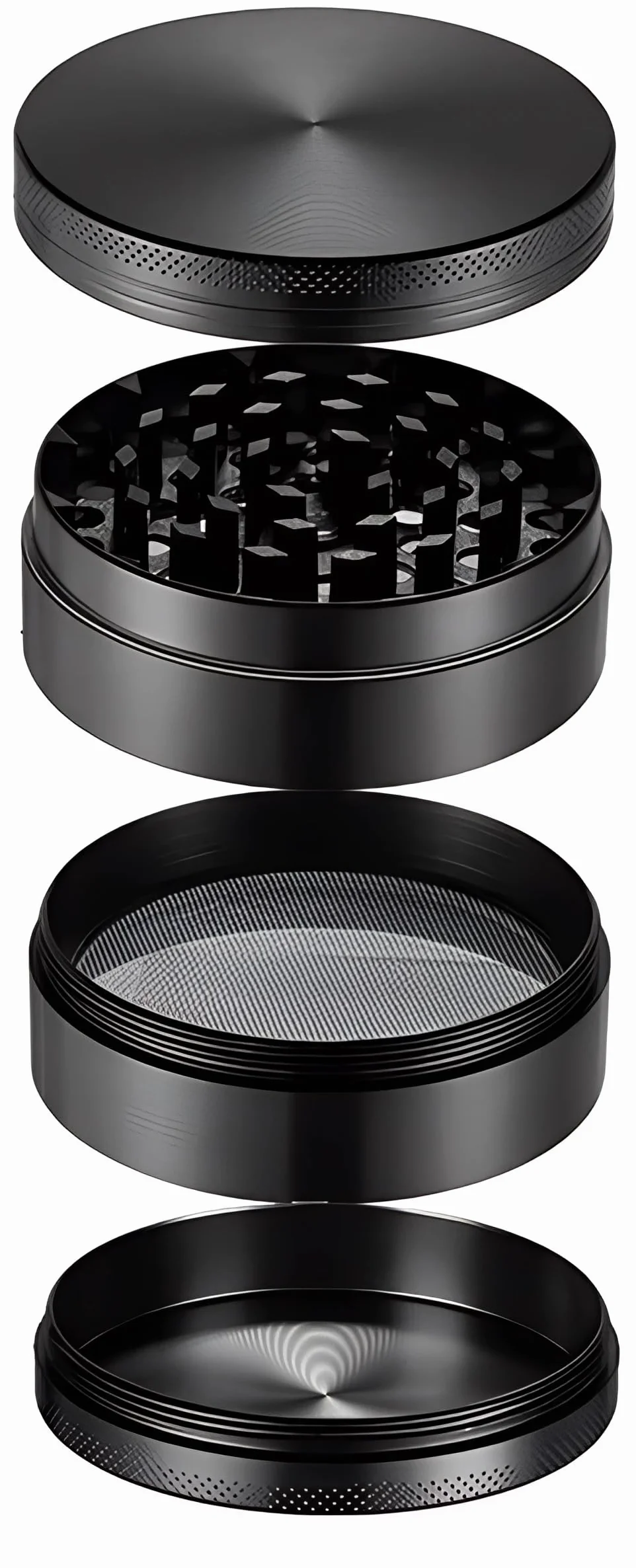 High Mc Fly Pocketgrinder Maxi Ø 40 mm, 4-warstwowy, młynek do tytoniu, młynek do przypraw i młynek do ziół ze szczotką do czyszczenia (czarna)