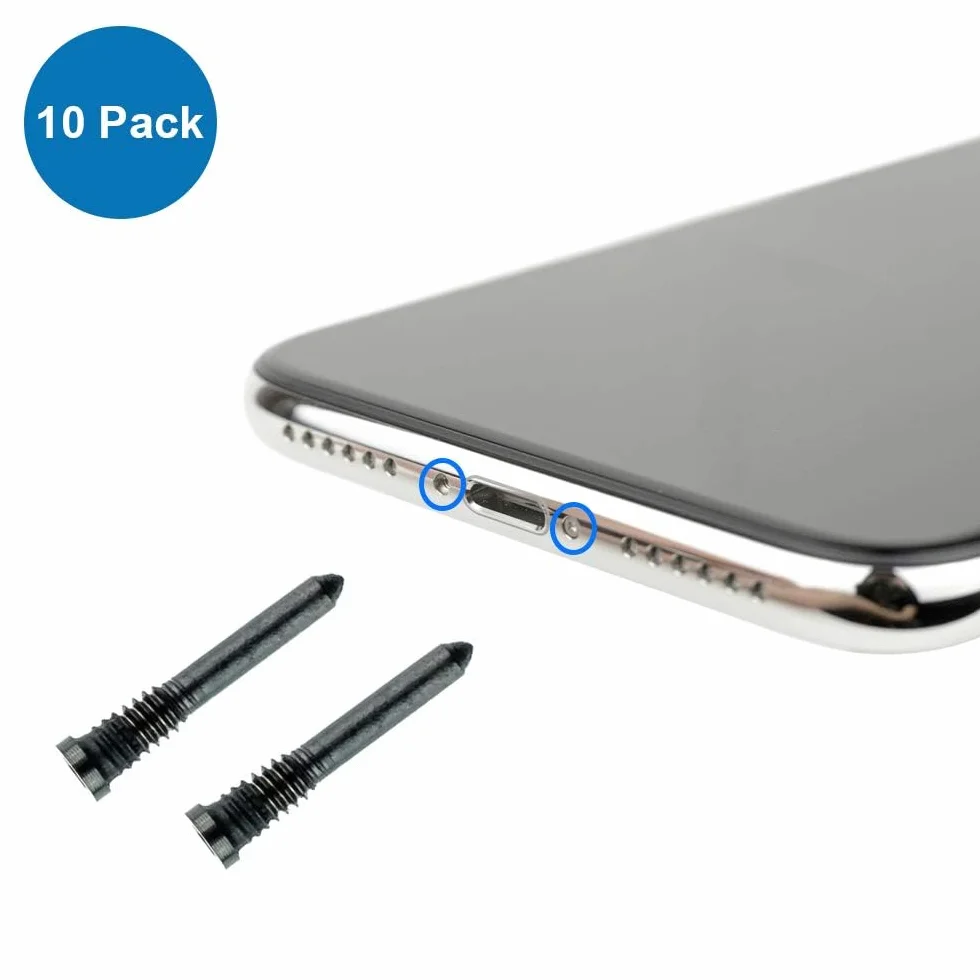 MMOBIEL 10 x bottenskruvar kompatibla med iPhone 12 Pro Max / 12 Pro / 12/11 Pro Max / 11 Pro / 11 / XS Max/XS/XR/X - svart