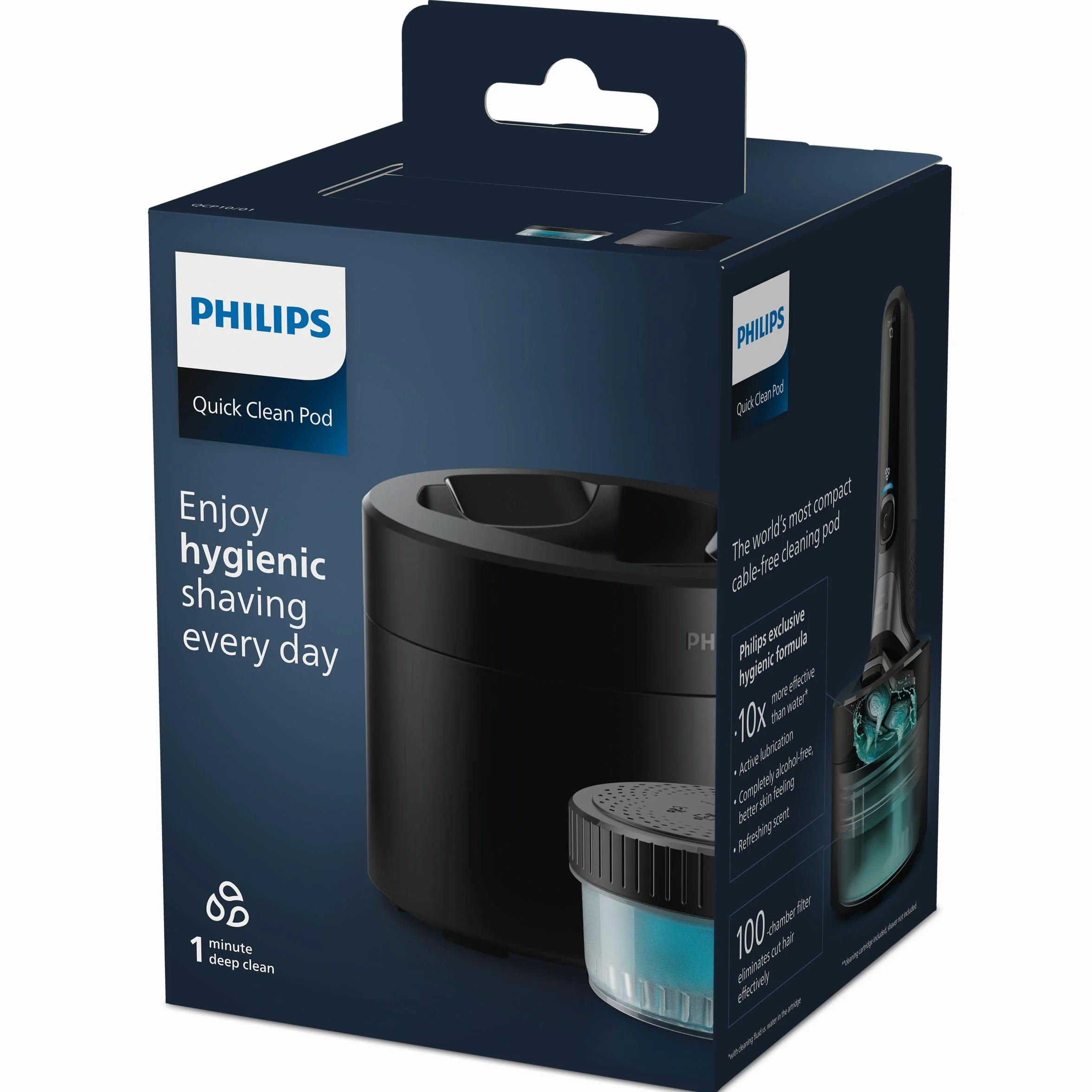 Philips Quick Clean Pod - wkład czyszczący Philips do męskiej golarki elektrycznej serii 5000, 7000, 8000 i 9000, męski środek do czyszczenia golarki elektrycznej (model QCP10/01)