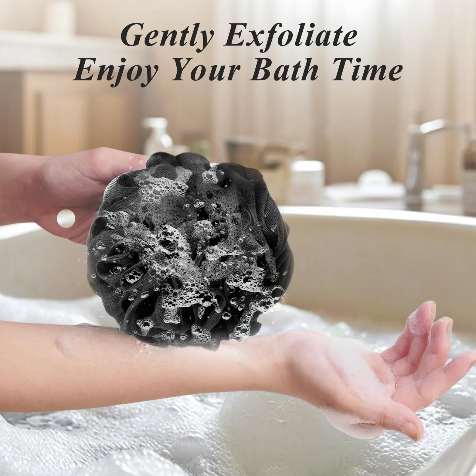 flintronic 4-pak Loofah Shower Puff, 50 g gąbka do kąpieli, miękka pufa prysznicowa, luffa kąpielowa dla mężczyzn i kobiet, do czyszczenia ciała i peelingu