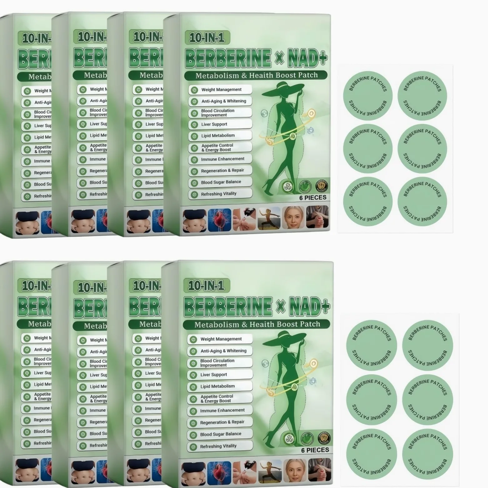 Plaster Moringa x Berberine 10 w 1, Nano Microneedle Odchudzająca naszywka, naturalne składniki, łatwa w aplikacji, niewidoczna pod ubraniem, idealna dla mężczyzn i kobiet
