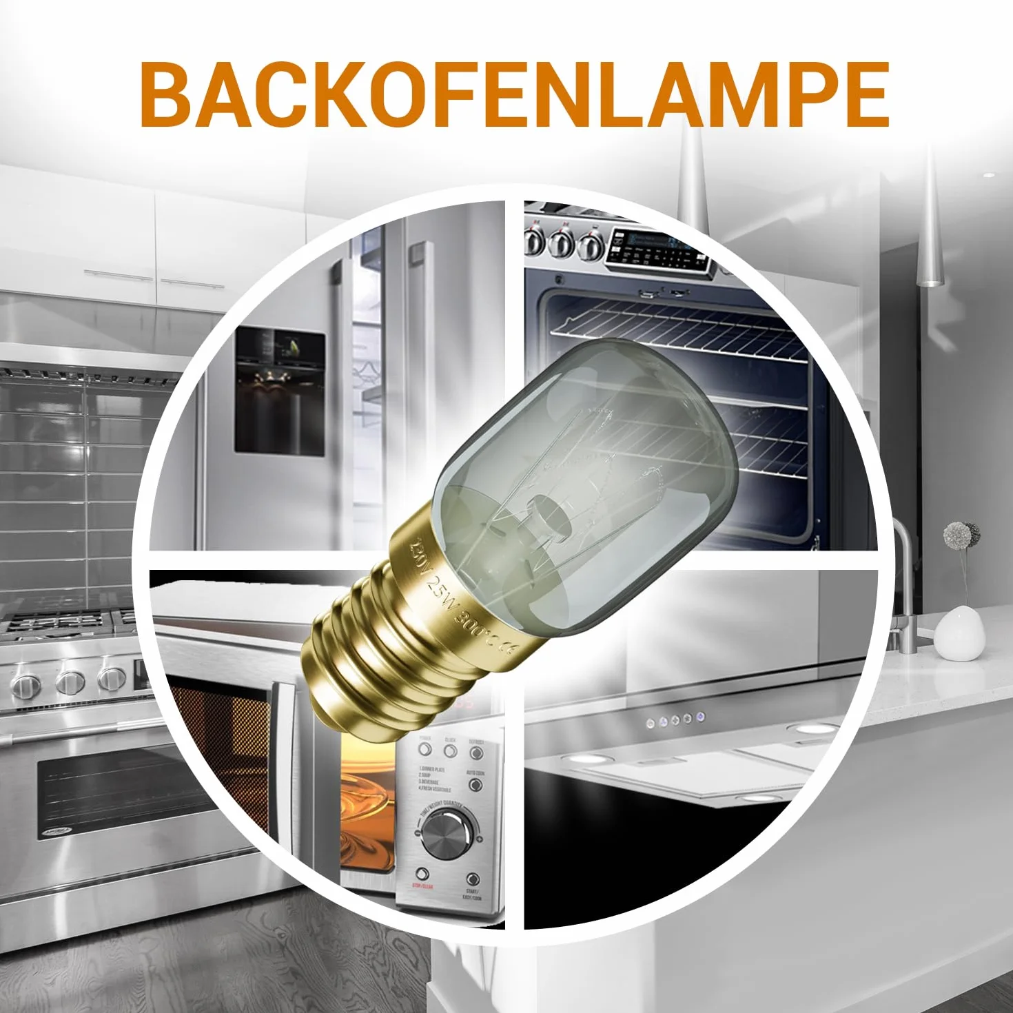 VIOKS Lampa do piekarnika E14 25W 230V 300°C 25mm Ø57mm do AEG Bauknecht ZANUSSI