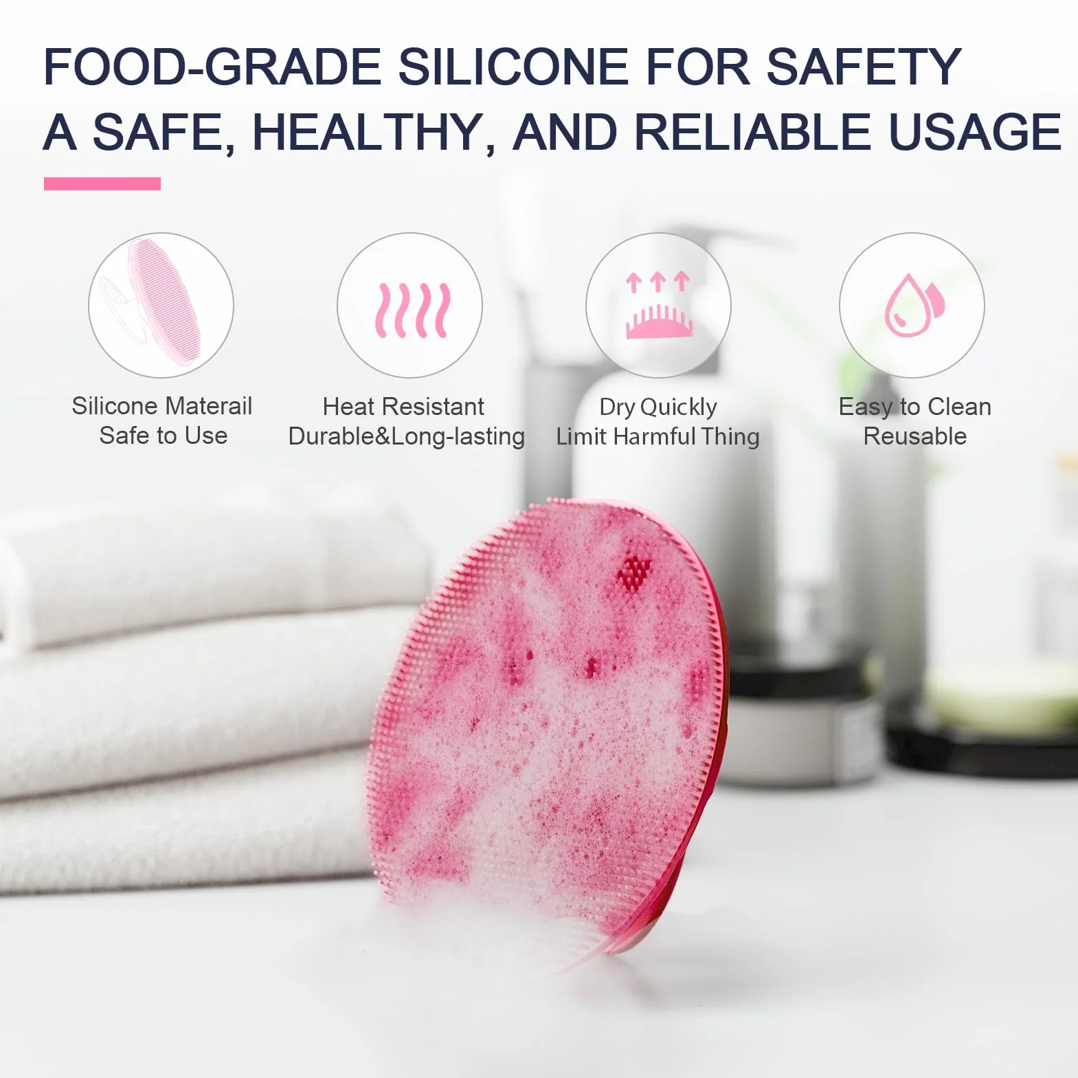 BEAUTAIL silikonowa szczotka do mycia ciała, delikatny peeling, luffa oczyszczająca