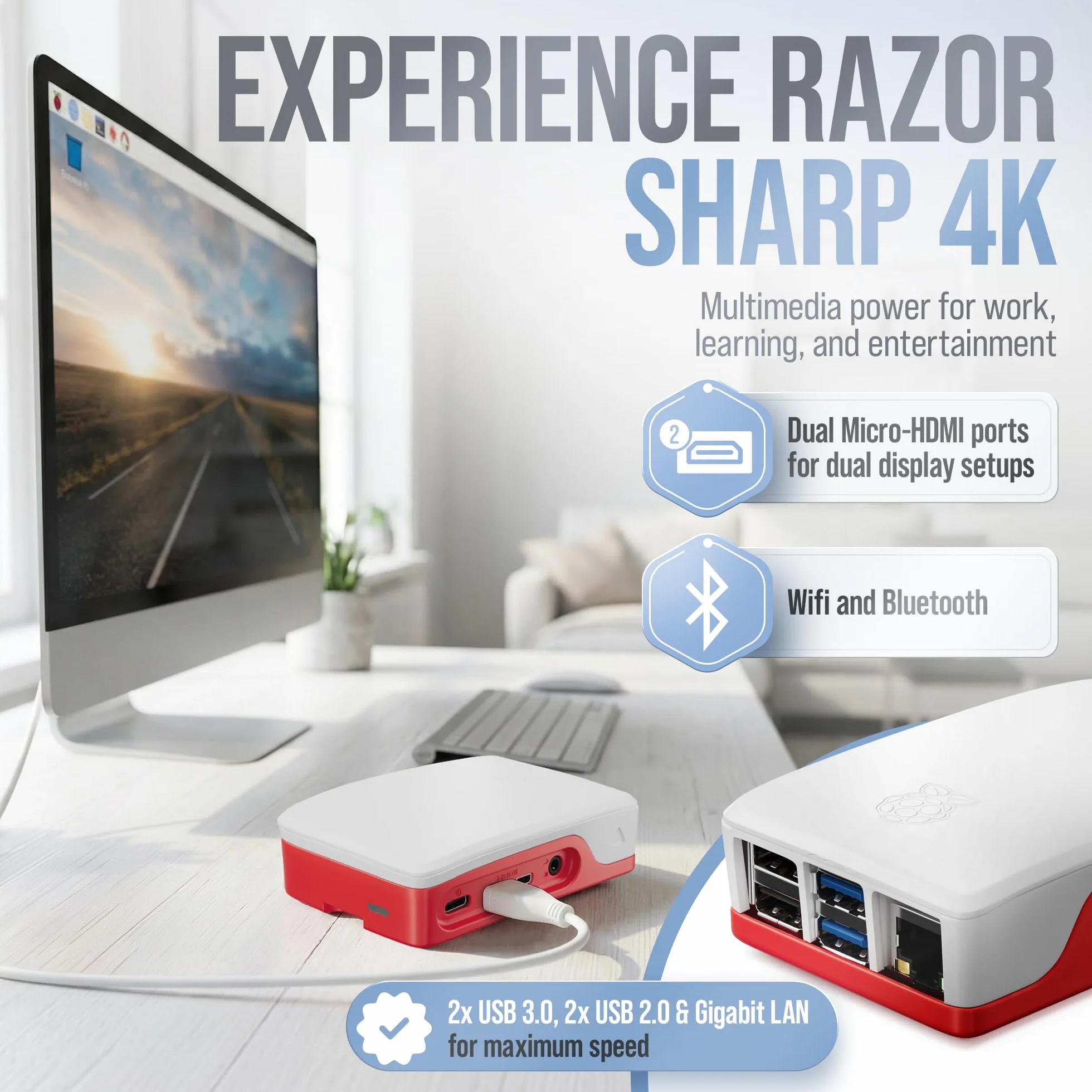 db-tronic Raspberry Pi 4 4 GB Starter Kit | Edycja 64 GB | Zasilacz 15 W | Obudowa | Micro HDMI 4K | Radiatory | idealny do Home Assistant i smart home