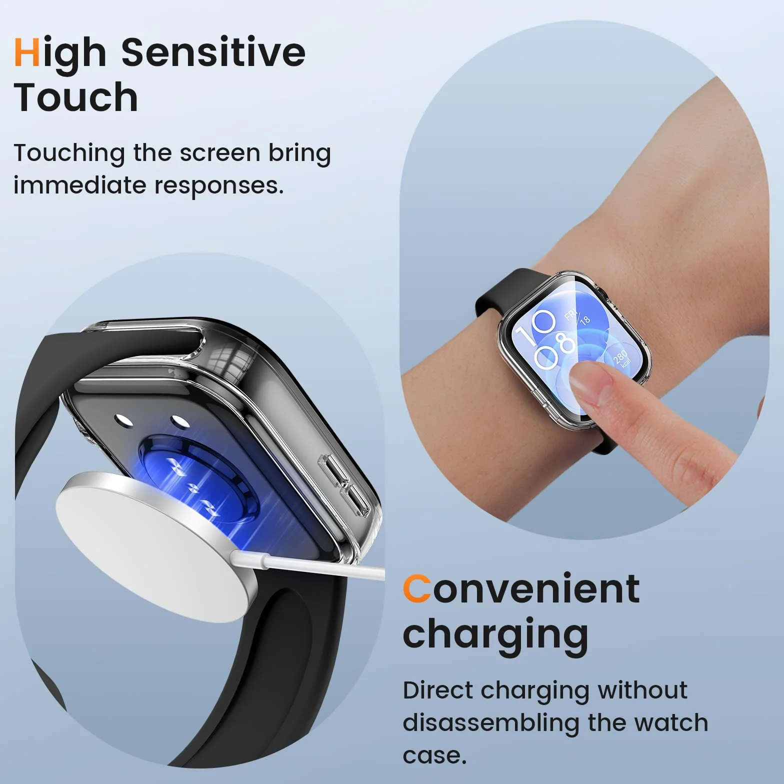 Etui Kamita kompatybilne z Huawei Watch Fit 3, miękkie etui z tworzywa TPU, z osłoną ekranu, odporne na wstrząsy, pełne pokrycie, ochronne do Huawei Watch Fit 3, przezroczyste x 3 szt