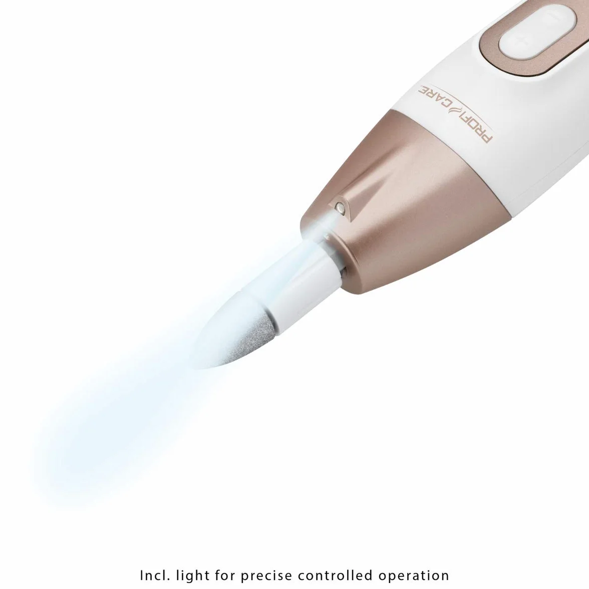 ProfiCare PC-MPS 3004 elektryczny zestaw do manicure/pedicure z 7 końcówkami do pielęgnacji paznokci, 5 poziomami, światłem LED i poręczną torbą do przechowywania