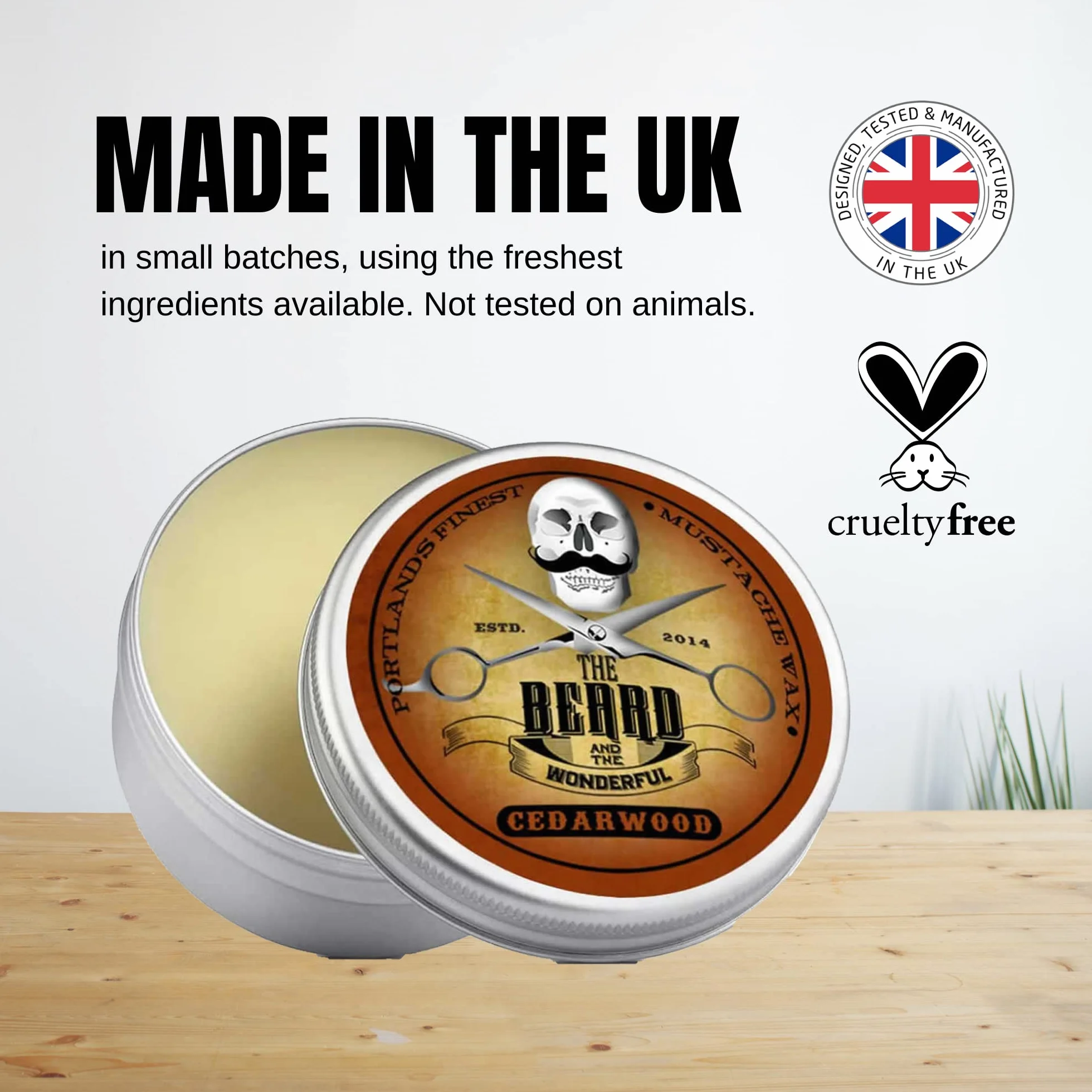 Drewno cedrowe, mocny wosk do brody (15 ml), rozwiązanie premium do stylizacji ust i brody, kręconych kropek, skręcanych i loków – The Beard And The Wonderful