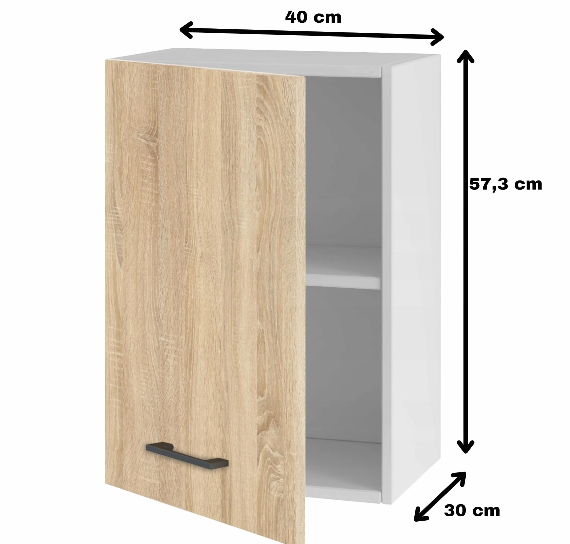 Szafka Kuchenna Wisząca Górna z Drzwiczkami Dąb Sonoma do Zestawów 40 cm