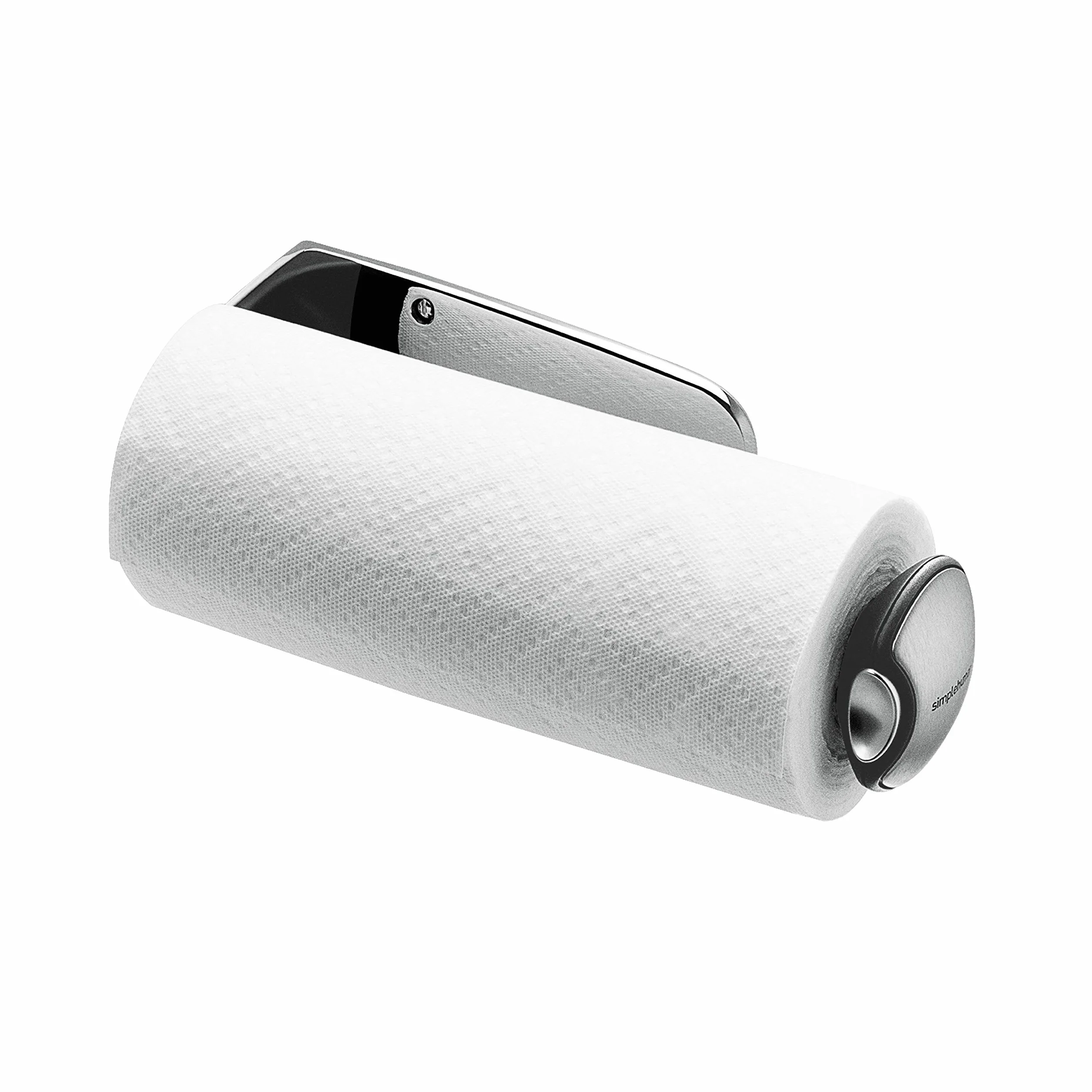 simplehuman KT1086 Uchwyt ścienny na rolkę kuchenną z szybkim ładowaniem, odpowiedni do szafki pod szafkę, łatwy do oderwania jednego arkusza, łatwy w instalacji (pasuje do rolek kuchennych o