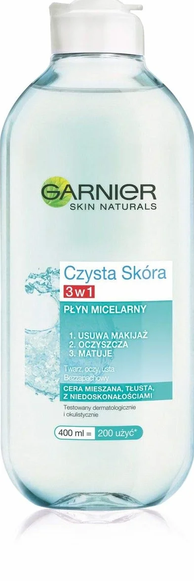 Garnier Czysta Skóra Płyn micelarny 3w1, cera mieszana, tłusta, z niedoskonałościami, 400 ml
