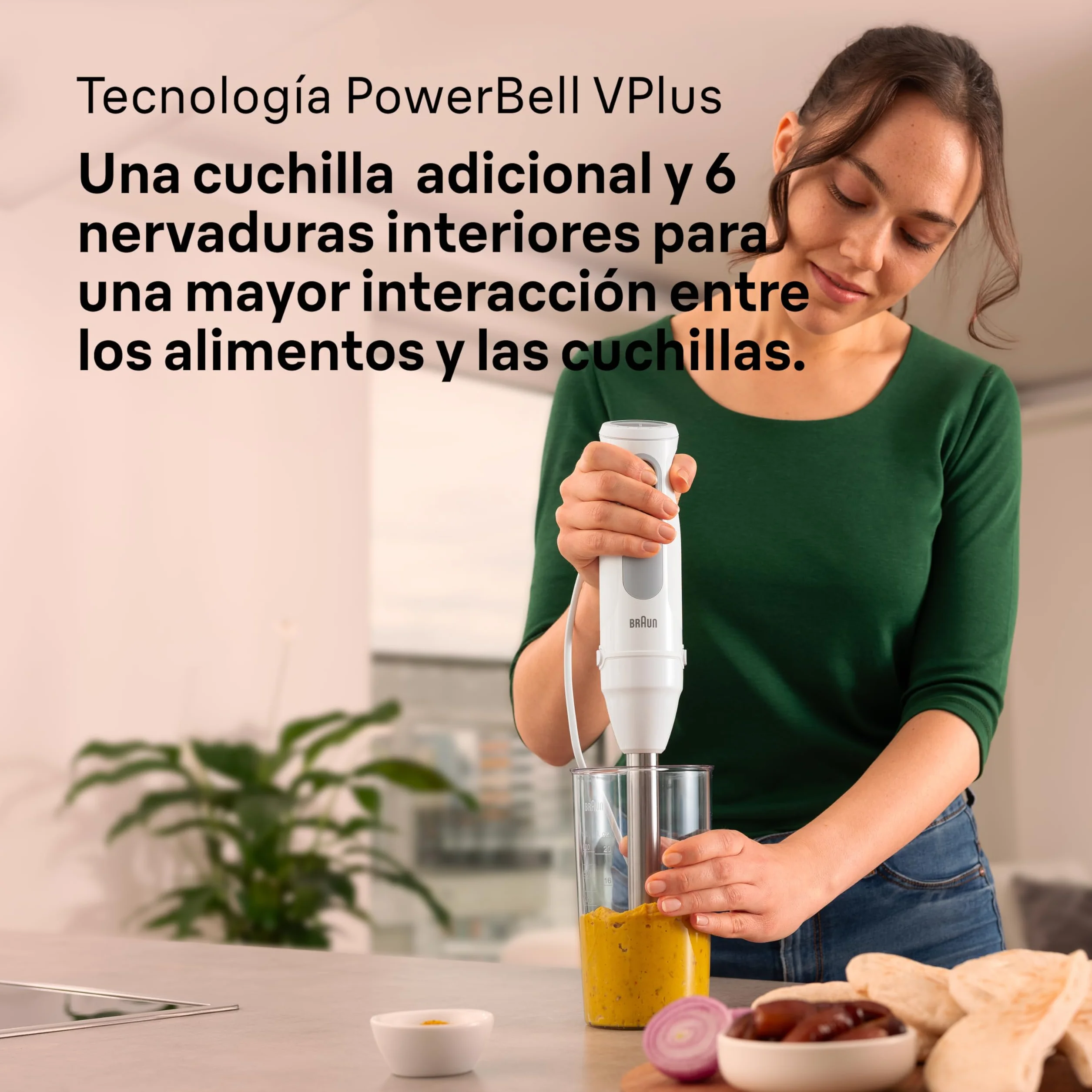 Braun MultiQuick 5 MQ 50001 M, mikser ręczny, z technologią PowerBell Plus, Minipimer, 21 prędkości+Turbo, System Easy Click Plus, ergonomiczny mikser, stalowy wałek, kubek 600 ml, 1000 W, biały