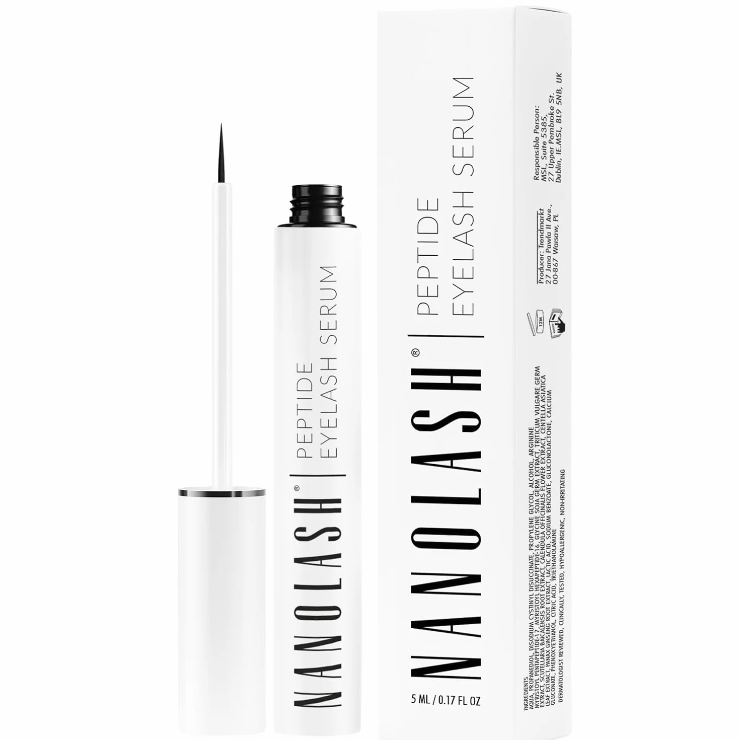 Odżywka do rzęs Nanolash 5ml - serum do rzęs z peptydami, mulitipeptydowe serum do rzęs, wzmacniająca odżywka do rzęs, dłuższe i gęstsze rzęsy
