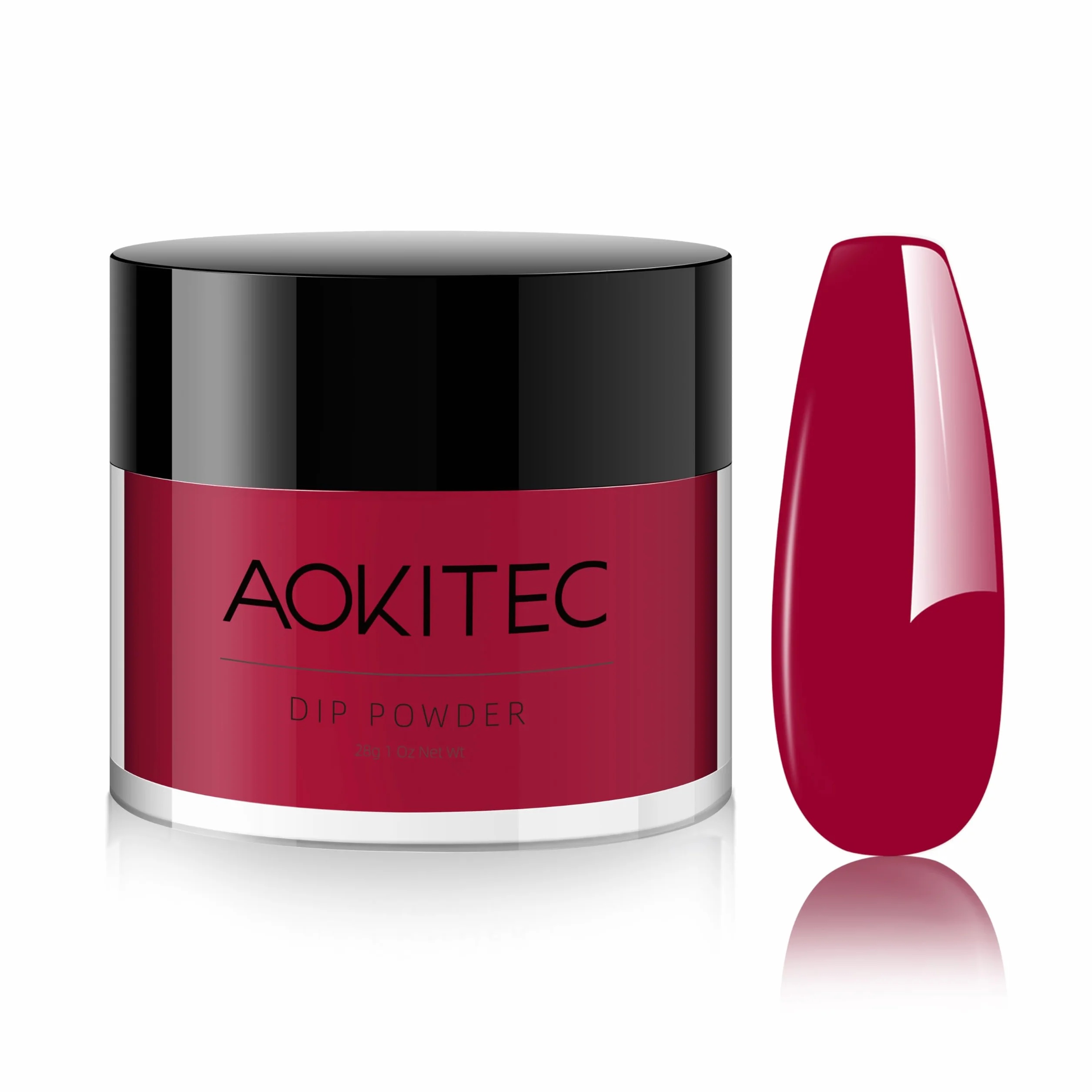 Aokitec Dipping Powder 28 g, klasyczna czerwień, akrylowy proszek do dipowania do długotrwałej stylizacji paznokci, mocne paznokcie, proszek do paznokci dla początkujących i profesjonalnych