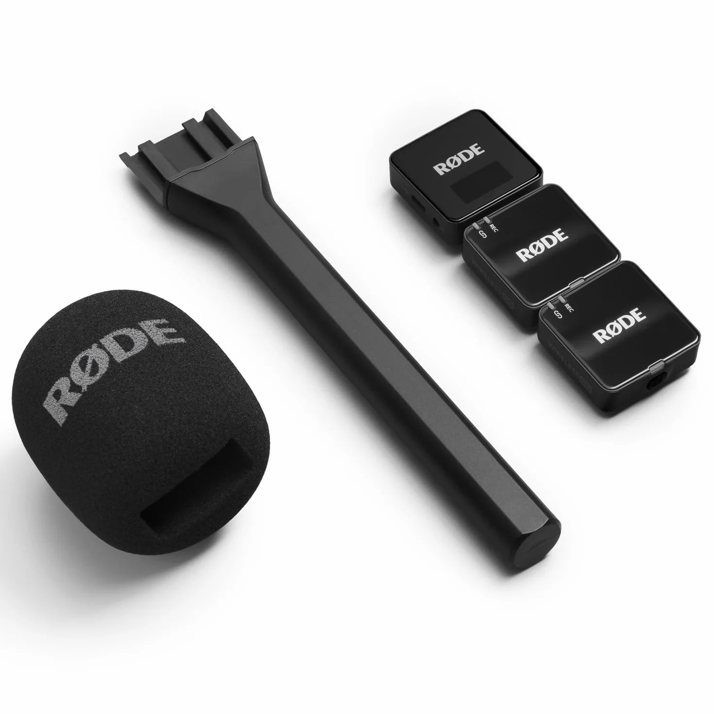 Rode Wireless GO Gen 3 bezprzewodowy 2-kanałowy system mikrofonowy z adapterem ręcznym Interview GO i futrzaną ochroną przed wiatrem