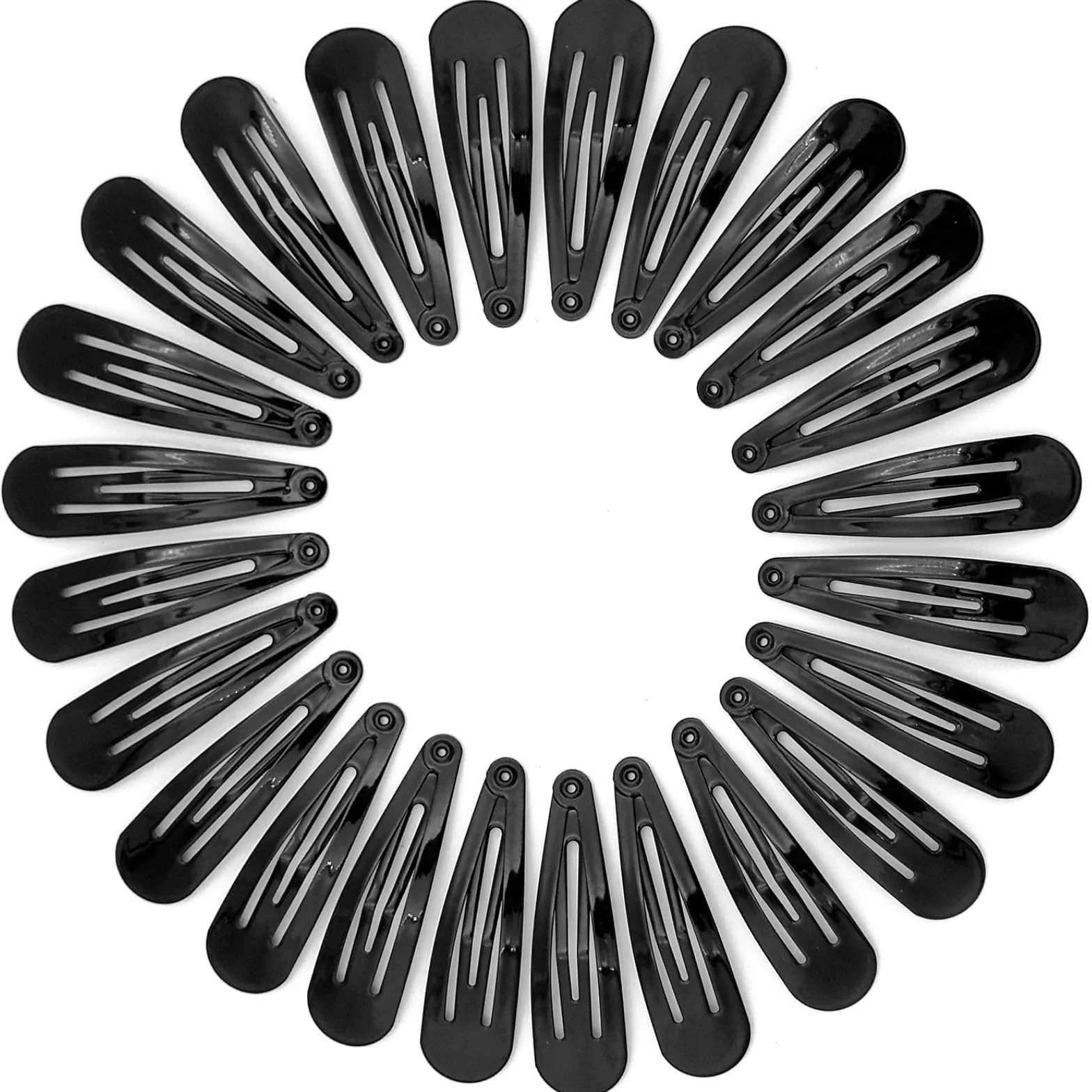 Spinki do włosów damskie czarne metalowe klipsy zatrzaskowe, 5 cm spinki, dla dzieci i dziewcząt (24 szt., czarne)