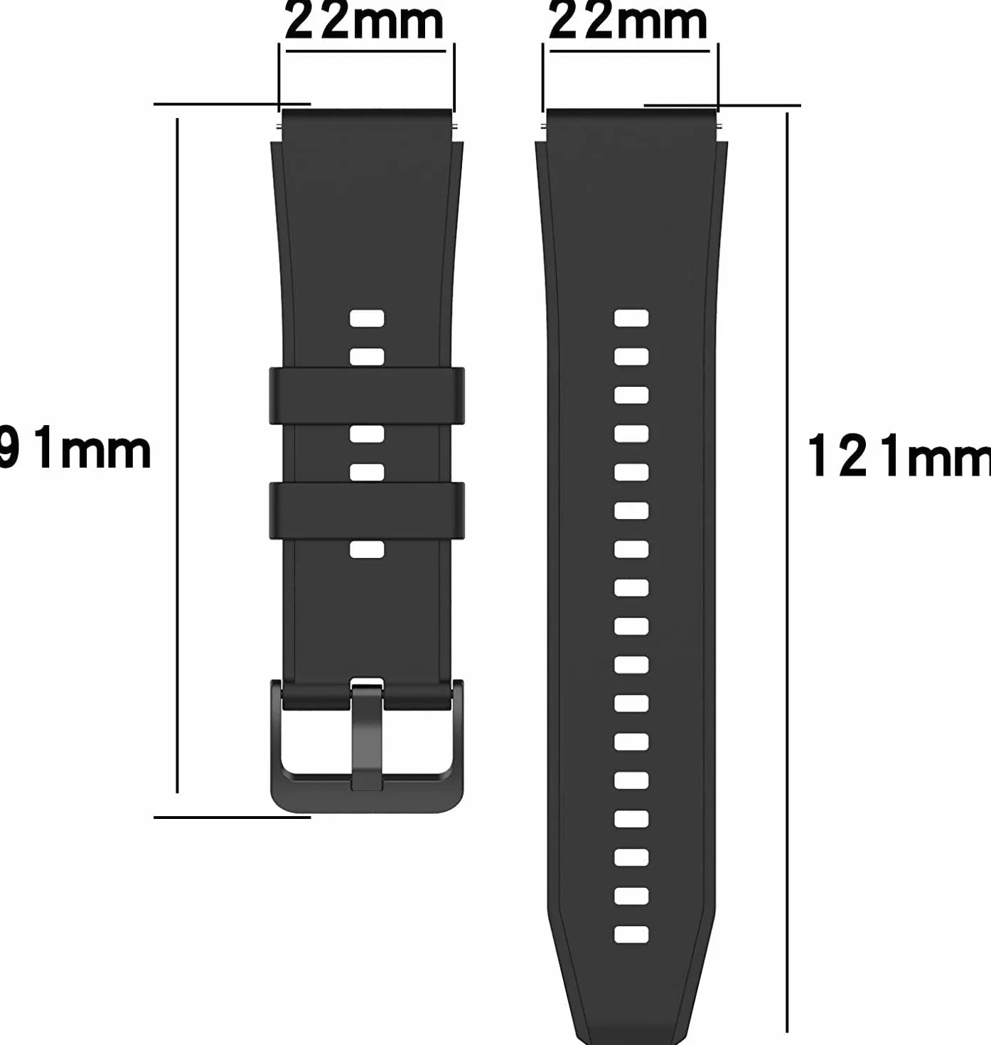 Pasek do Huawei Watch GT2 46 mm, silikonowy zapasowy pasek do zegarka Huawei Watch GT3/GT3 Pro/GT2 Pro, 22 mm, czarny, Klasyczny