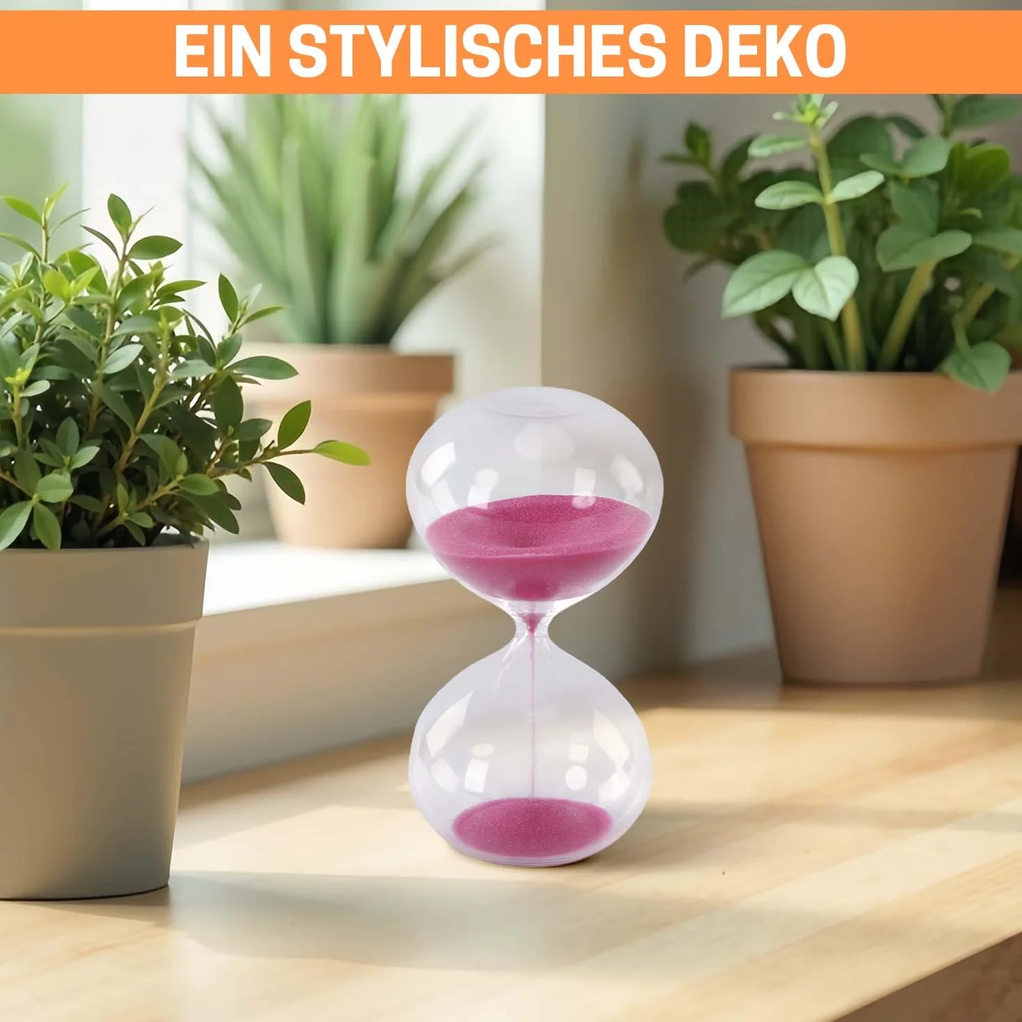 Puszysta klepsydra w kształcie brzucha, 5 minut – piasek purpurowy, szklana dekoracyjna klepsydra, mała 5-minutowa klepsydra do domu, na biurko, do biura, szkoły, dekoracja weselna