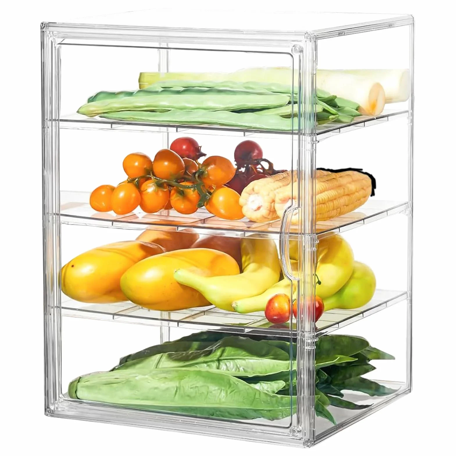 Acrylic Pastry Display Box, Clear 4-Layer Bread Organizer, Airtight Bakery Storage Case, 40x30x25cm, for Kitchen Counter, Sandwiches, Bagels, Homemade Goods Counters Organized