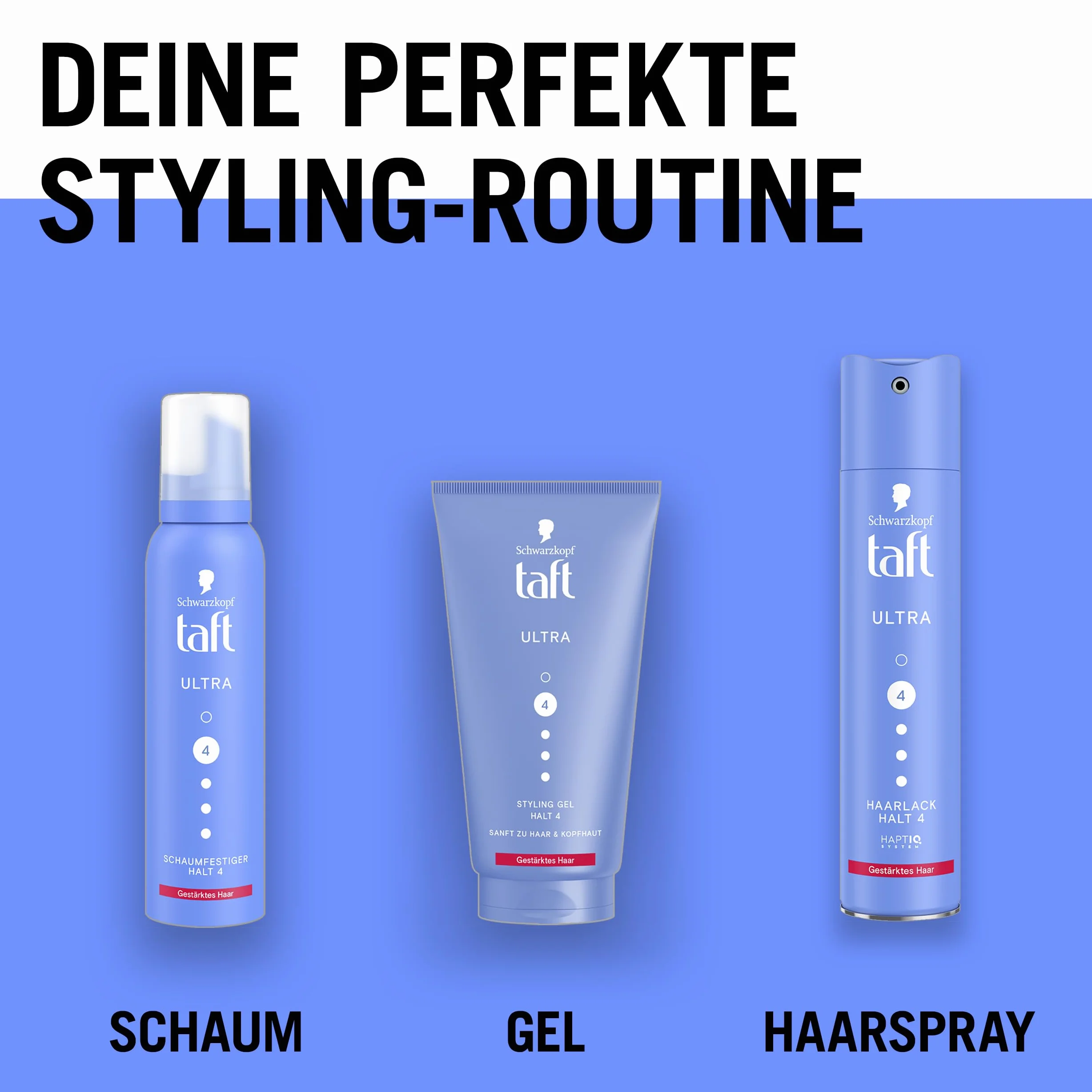 Schwarzkopf TAFT pianka do włosów Ultra (150 ml), stopień utrzymania 4, pianka do włosów do wszystkich rodzajów włosów, wzmacnia włosy, wegańska formuła*