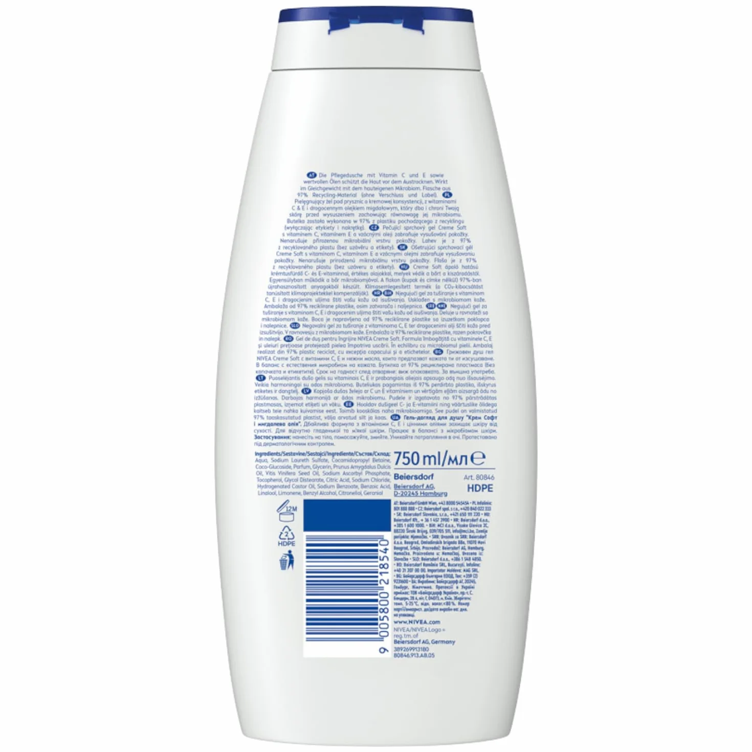 NIVEA Creme Soft Kremowy pielęgnujący żel pod prysznic do ciała 750 ml