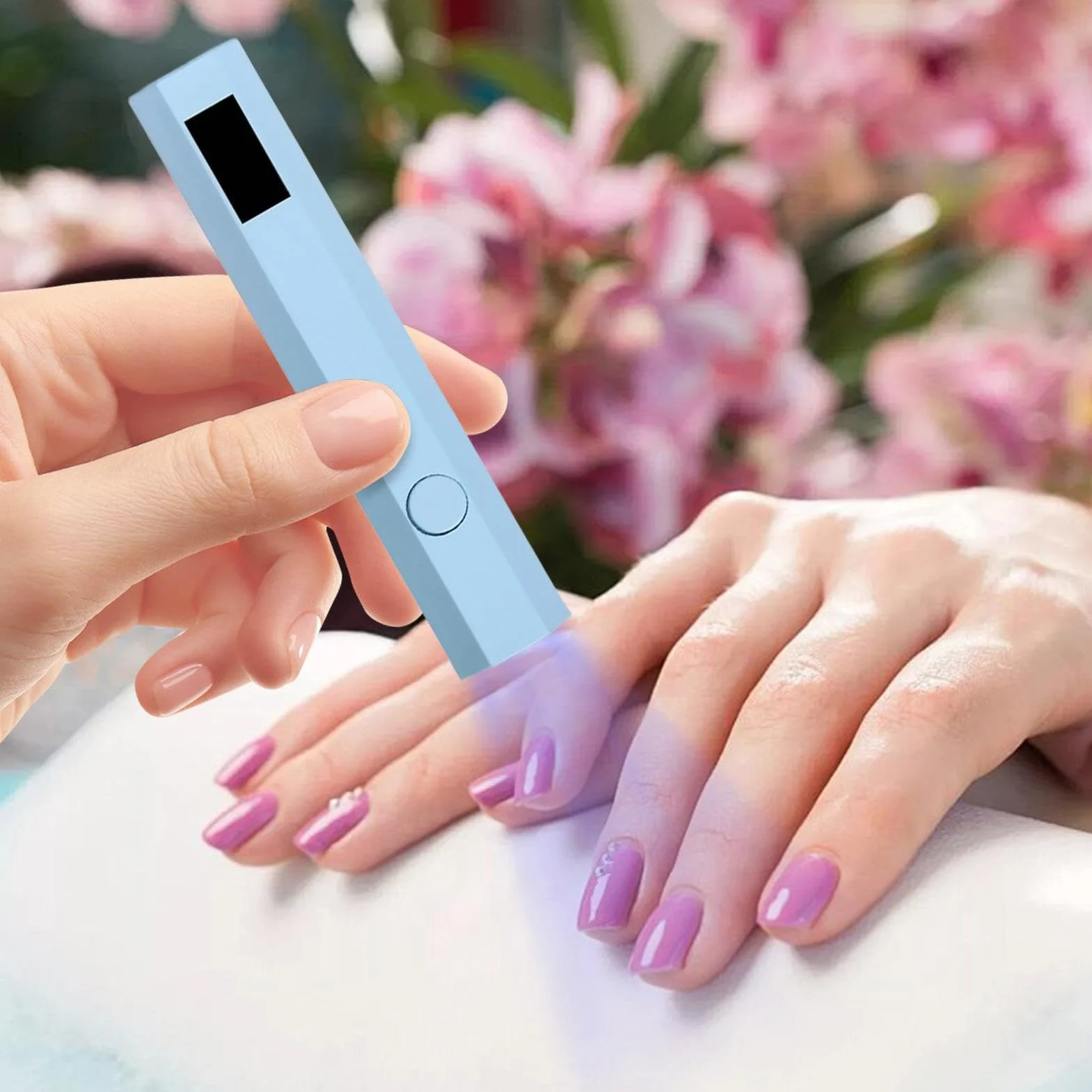 UV Nail Lamp, Small Handheld Gel Polish UV Light, Portable Nail Dryer, 2 Timers, LED Display, Quick Drying, Compact Design, Perfect for Home & Travel Use, 4.06x0.75 inches