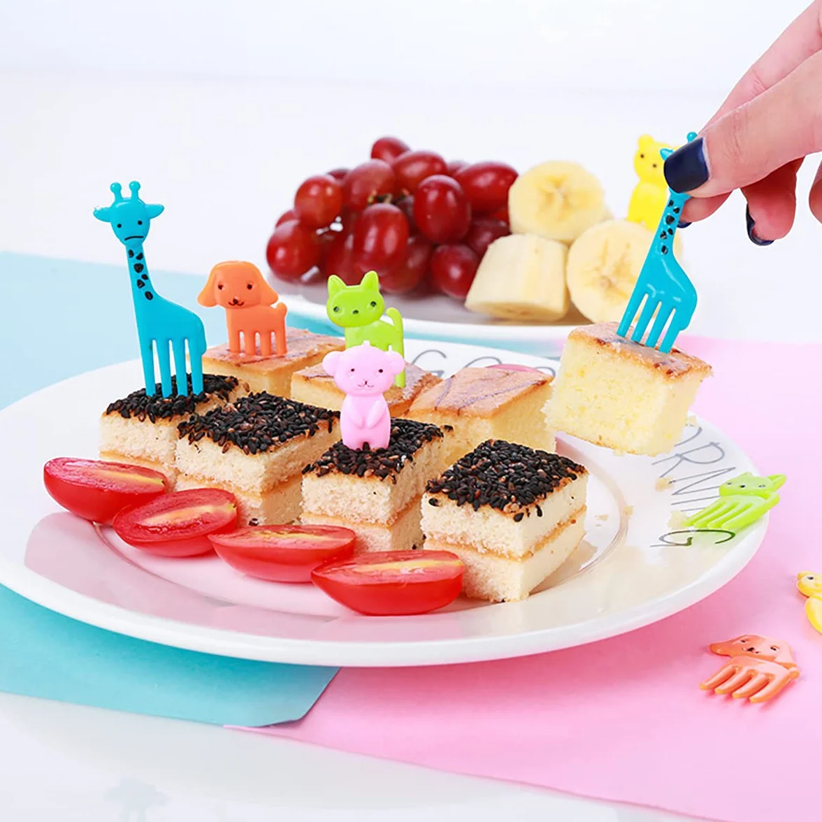 Widelczyki do owoców dla dzieci, zestaw wielokrotnego użytku do lunch boxa