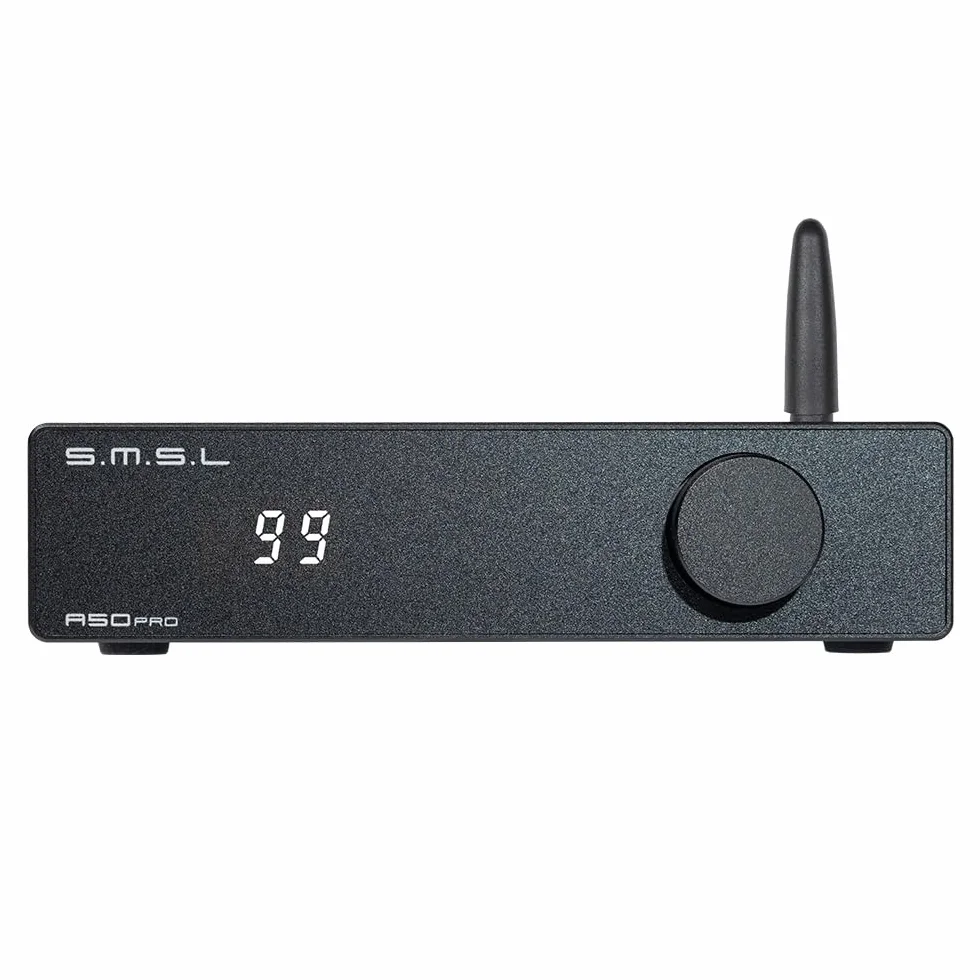 S.M.S.L A50PRO Wzmacniacz mocy HiFi, filtr górno-/dolnoprzepustowy 2.1-kanałowy, układ MA12070P Infineon, wejście Bluetooth 5.0/USB/HDMI/AUX, pasywny subwoofer z regulacją głośności (A50 PRO)