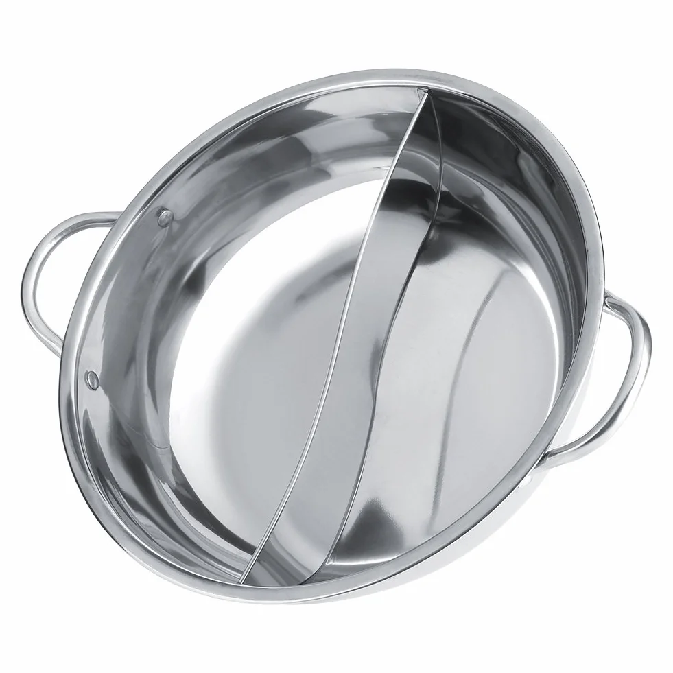 Garnek ze stali nierdzewnej do Shabu-Shabu 30cm, głęboki, dla 4-5 osób, do kuchenki indukcyjnej i gazowej