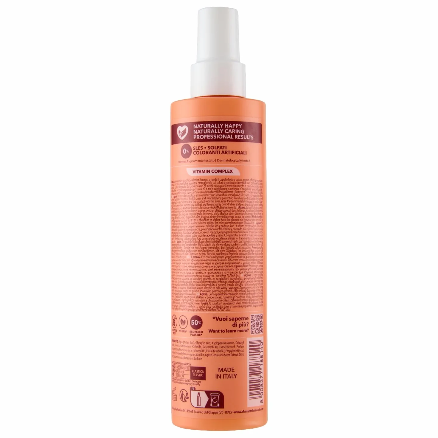 Alama Professional Alama Liss – spray Lisciante Extra Liss Effetto Memoria Per Capelli Lisci, 250 ml