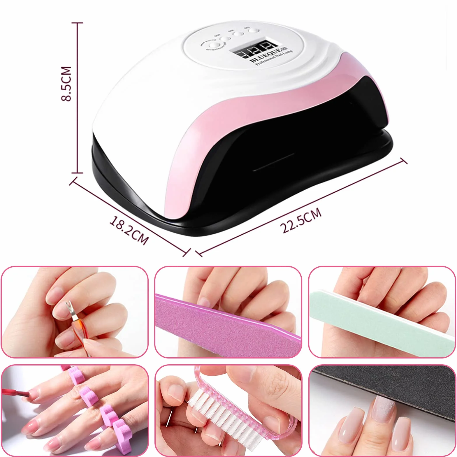 JOYBOY 168W Lámpara LED Uñas,Lampara Secadora de LED/UV,Gel Curado Máquina 36LED y Pantalla LED,Lampara UV LED Uñas con 4 Temporizador de 10s,30s,60s 99s Para Manicura Pedicure Nail Art