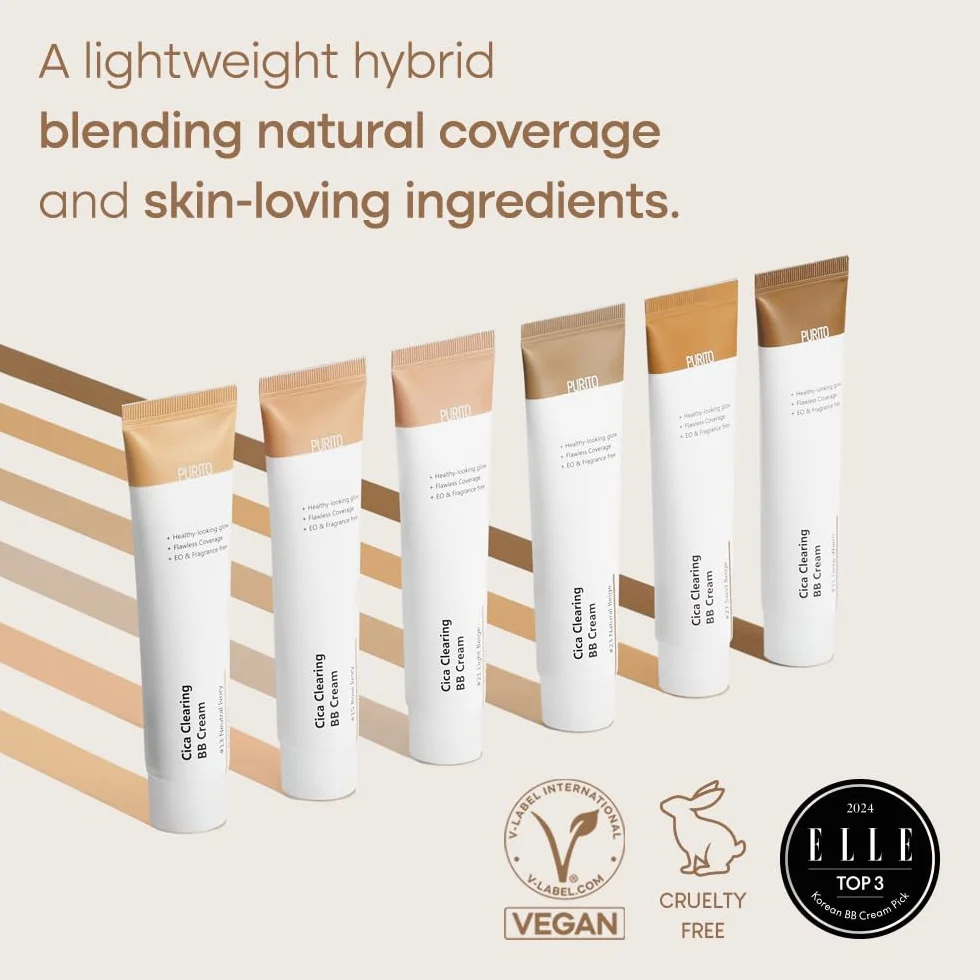 PURITO Cica Clearing BB Cream #15 Rose Ivory 1 fl.oz / 30ml, wegański krem bb, podkład, bez okrucieństwa