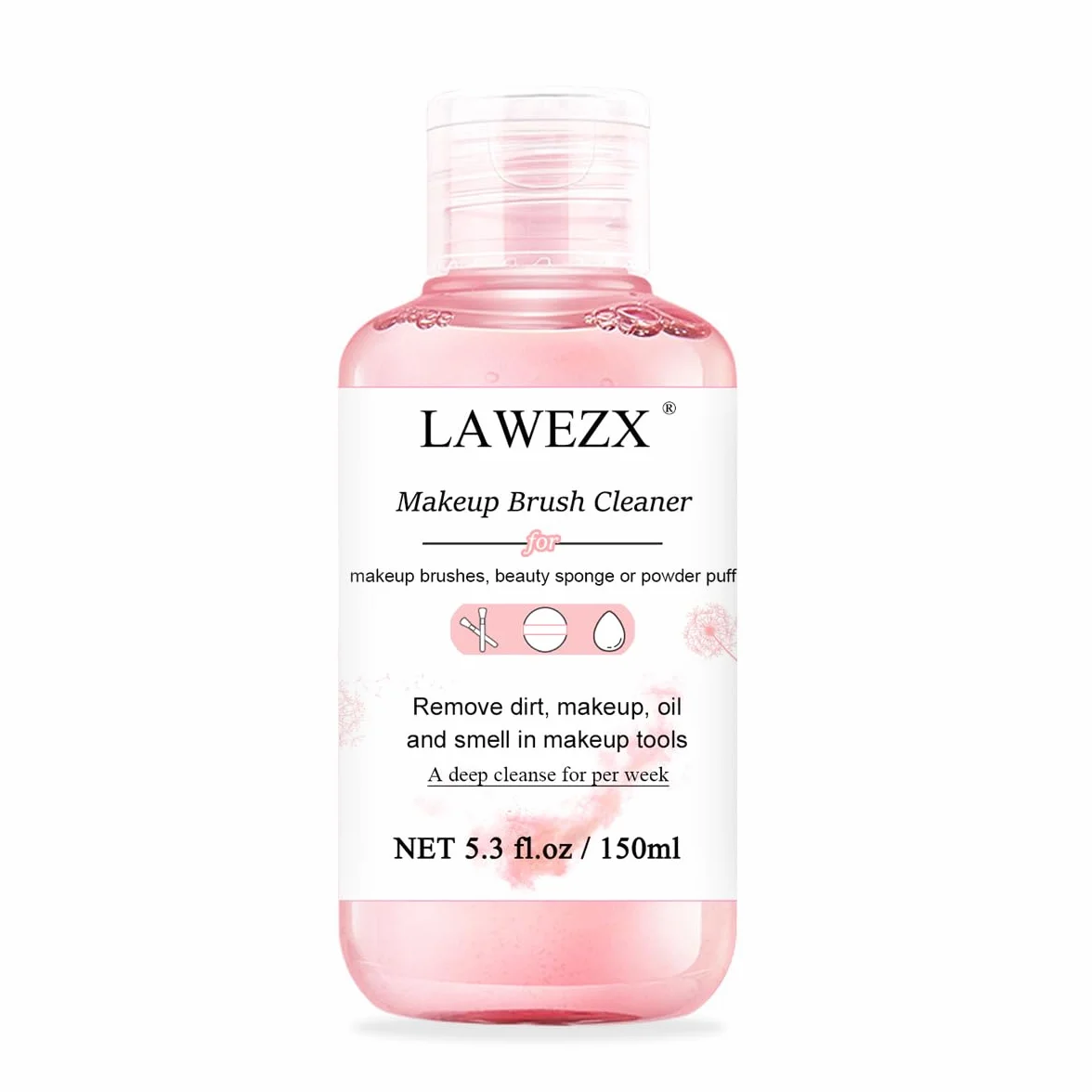 płyn do czyszczenia pędzli do makijażu, 150 ml, usuwa makijaż, brud i zanieczyszczenia z pędzli do makijażu, pudru lub gąbek, wegańskie