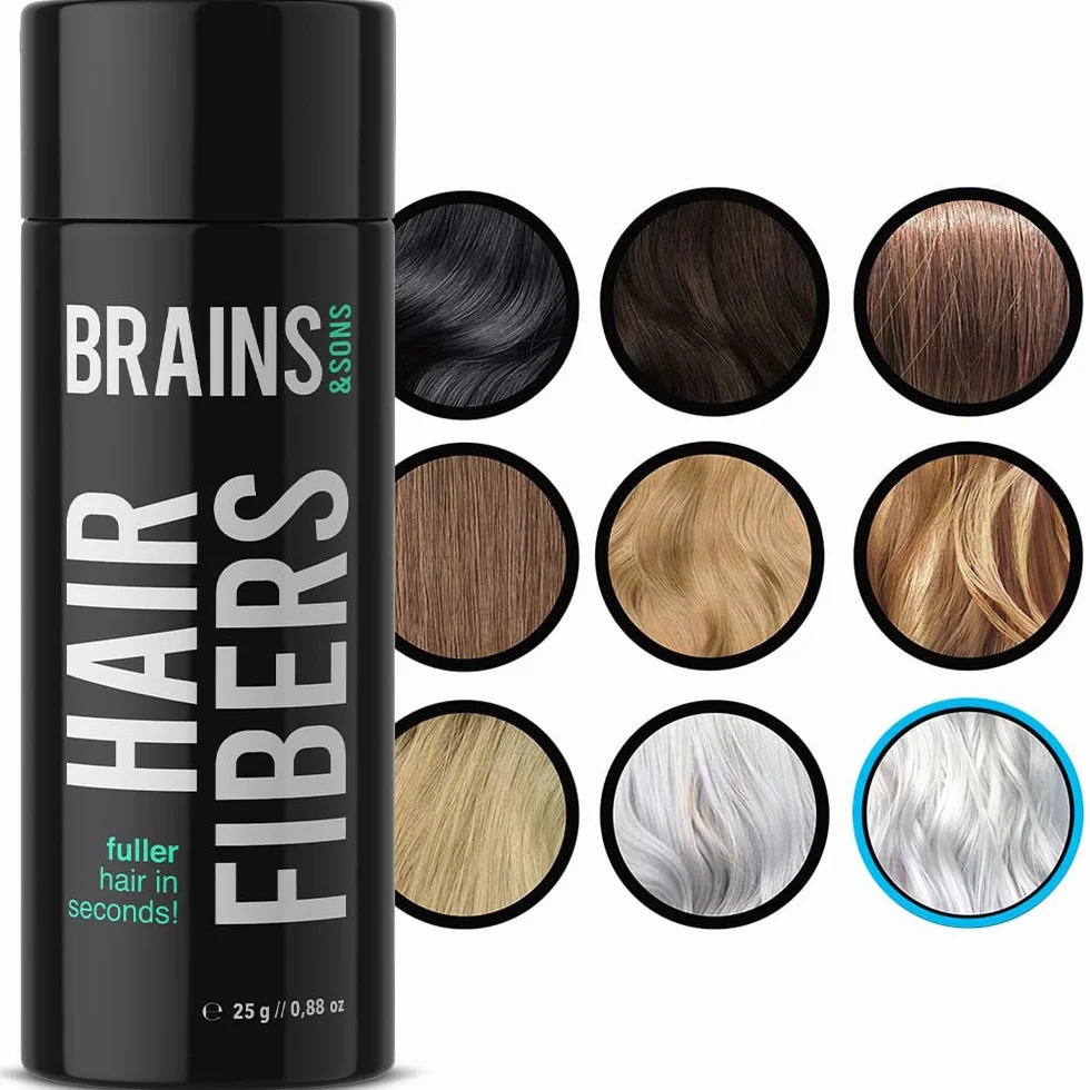 Brains & Son Produkt w proszku do zagęszczania włosów z natychmiastowym efektem, do zastosowania w przypadku zakoli, wypadania włosów i przerzedzonych włosów, puder do włosów, 25 g (biały)